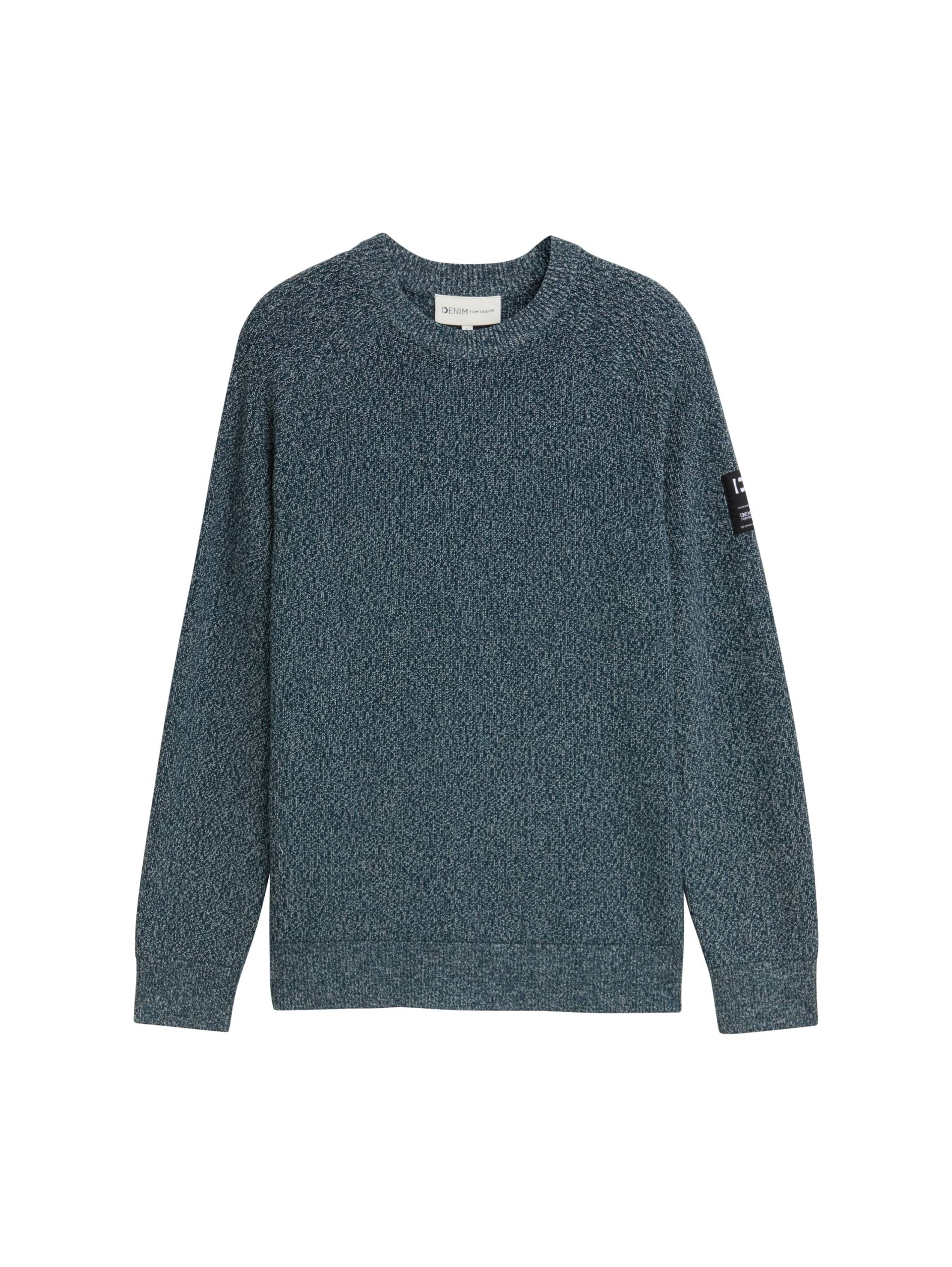 Denim Tom Tailor - Strickpullover mit Struktur deep pond green mouline - Gr. - M von Denim Tom Tailor