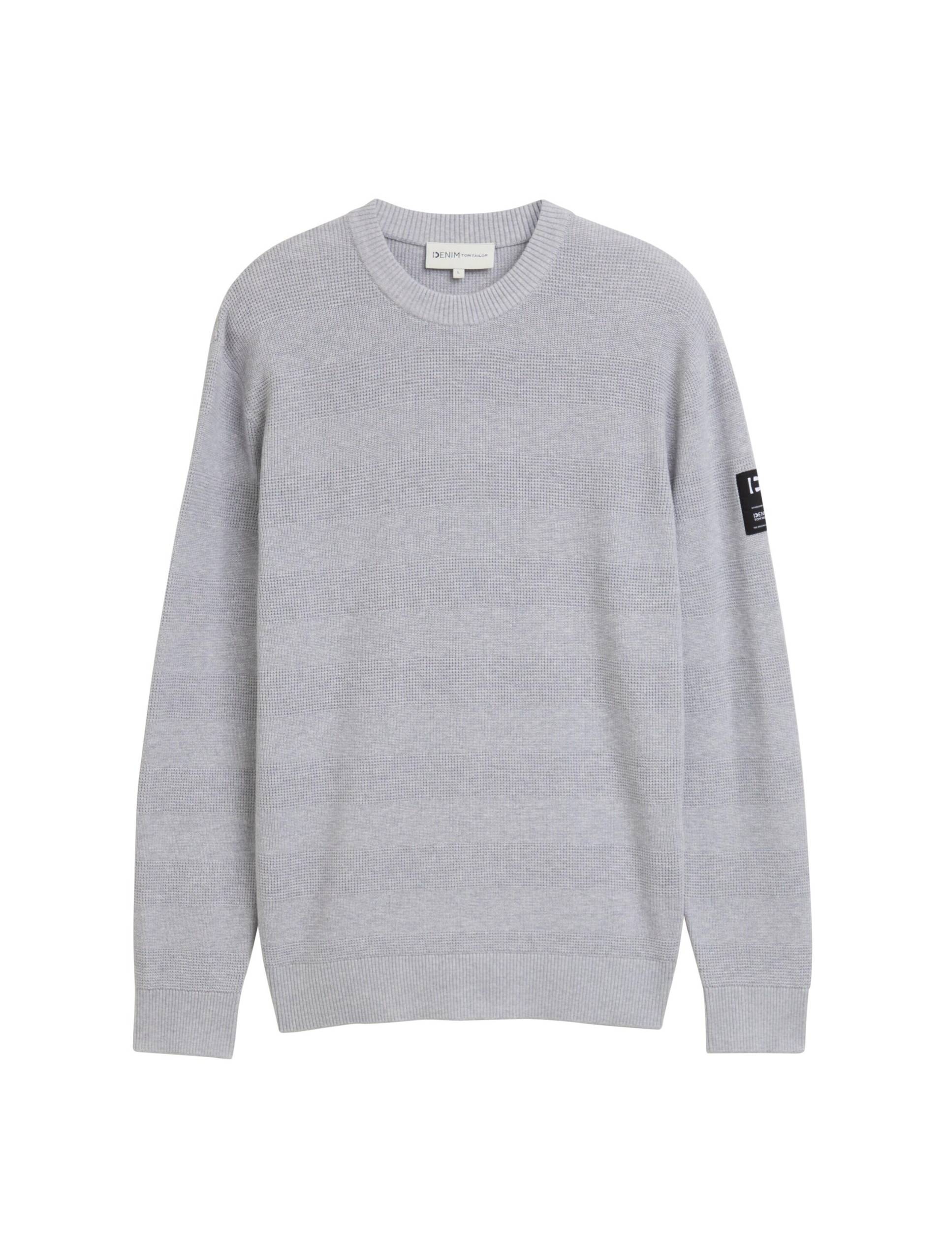 Denim Tom Tailor - Strickpullover mit Struktur light stone grey melange - Gr. - L von Denim Tom Tailor