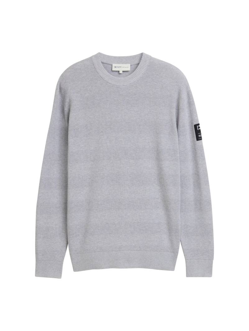 Denim Tom Tailor - Strickpullover mit Struktur light stone grey melange - Gr. - S von Denim Tom Tailor