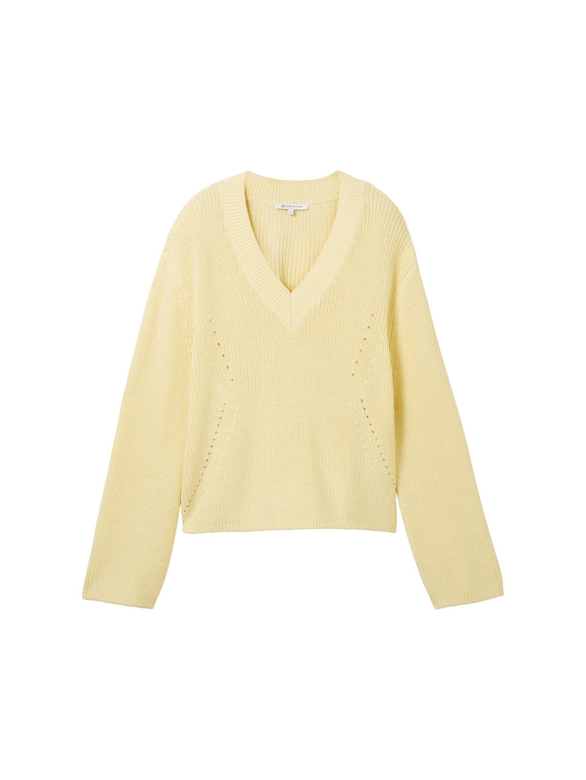 Denim Tom Tailor - Strickpullover mit Strukturmix light yellow - Gr. - XL von Denim Tom Tailor