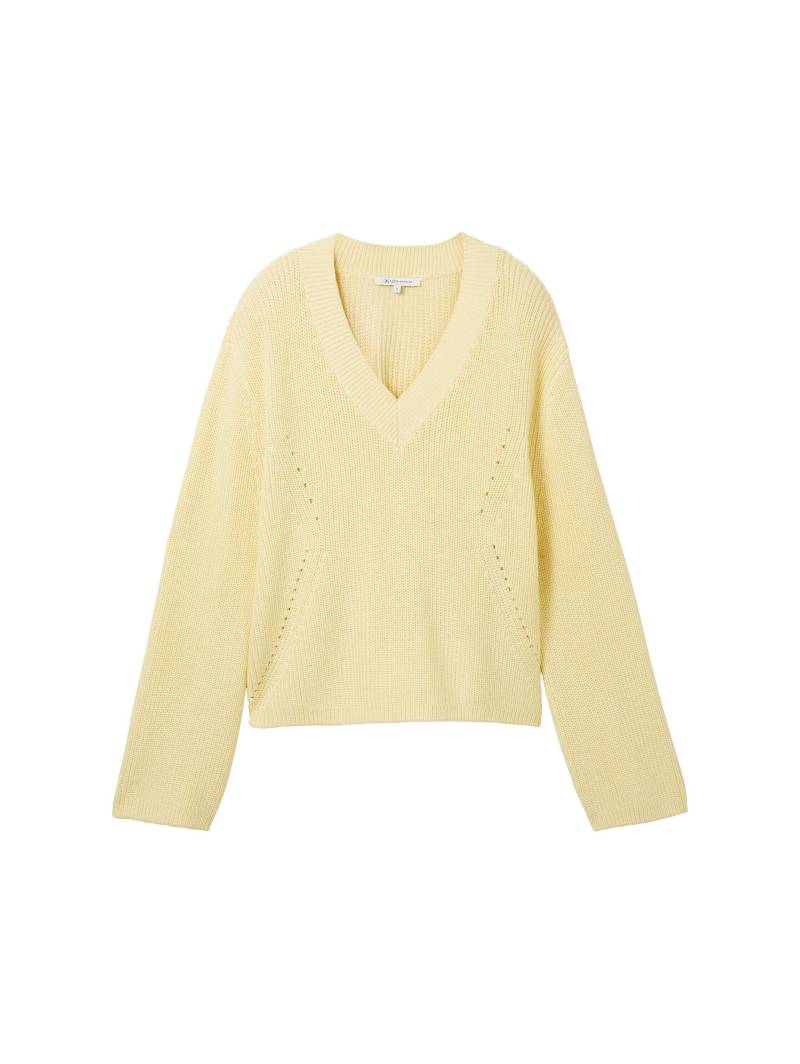 Denim Tom Tailor - Strickpullover mit Strukturmix light yellow - Gr. - XL von Denim Tom Tailor