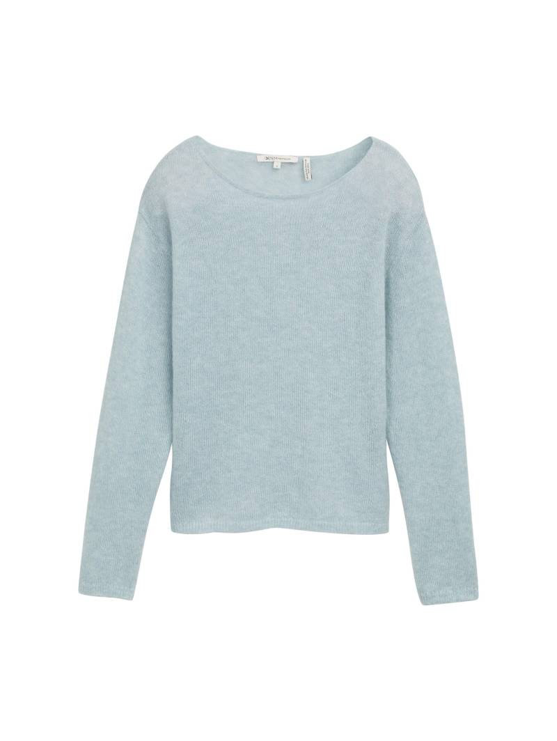 Denim Tom Tailor - Strickpullover mit U-Boot-Ausschnitt silver cloud blue melange - Gr. - XL von Denim Tom Tailor