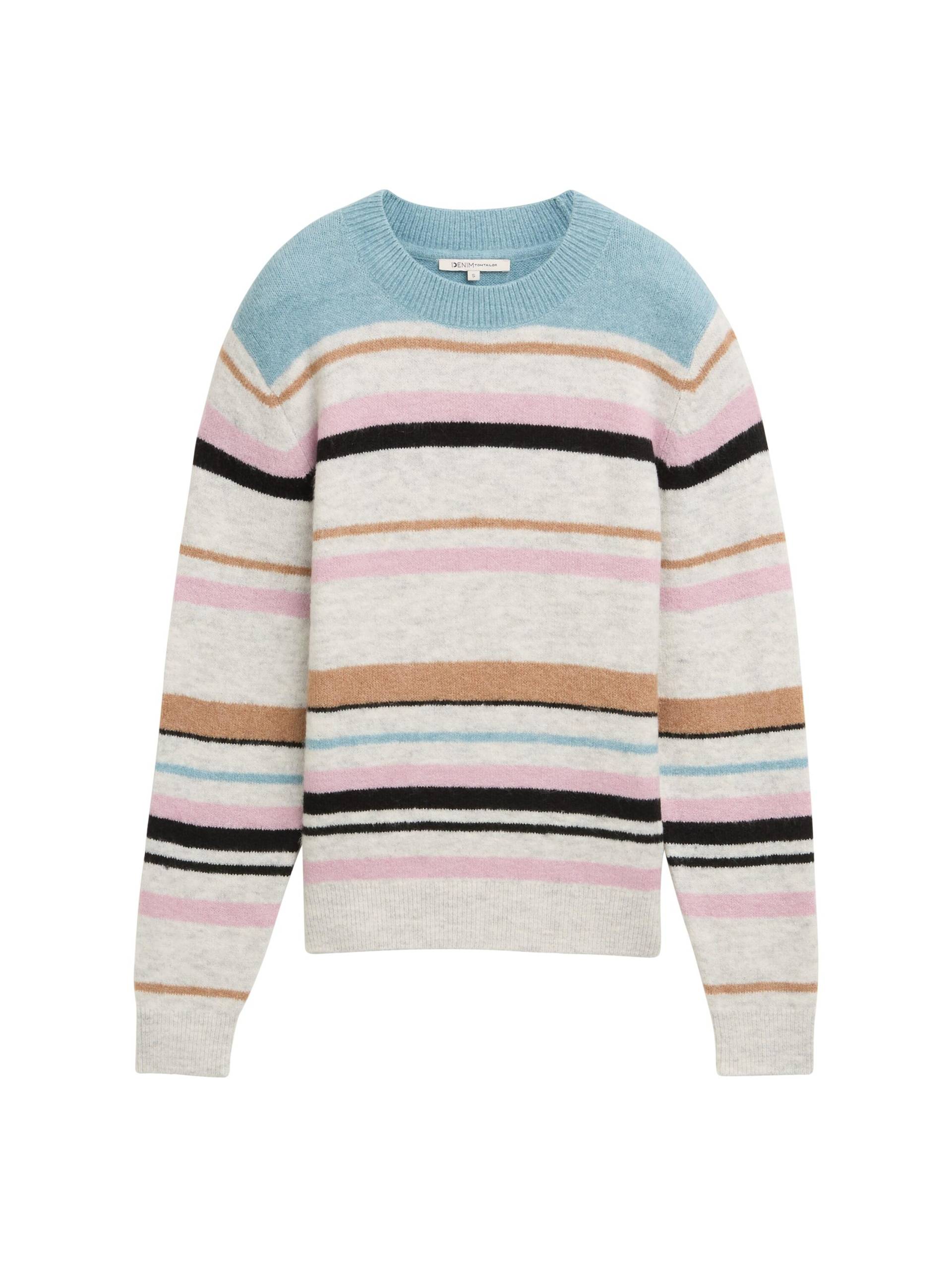 Denim Tom Tailor - Strickpullover mit buntem Streifen-Muster irregular multicolor stripe - Gr. - XL von Denim Tom Tailor