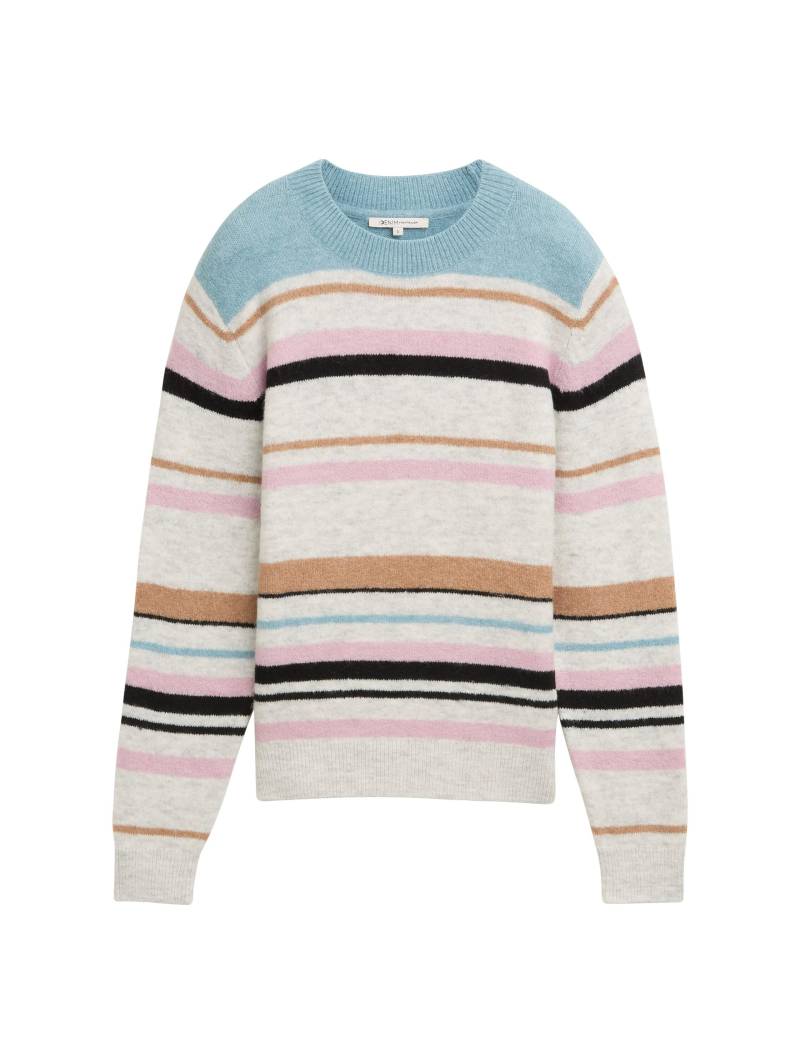 Denim Tom Tailor - Strickpullover mit buntem Streifen-Muster irregular multicolor stripe - Gr. - XL von Denim Tom Tailor