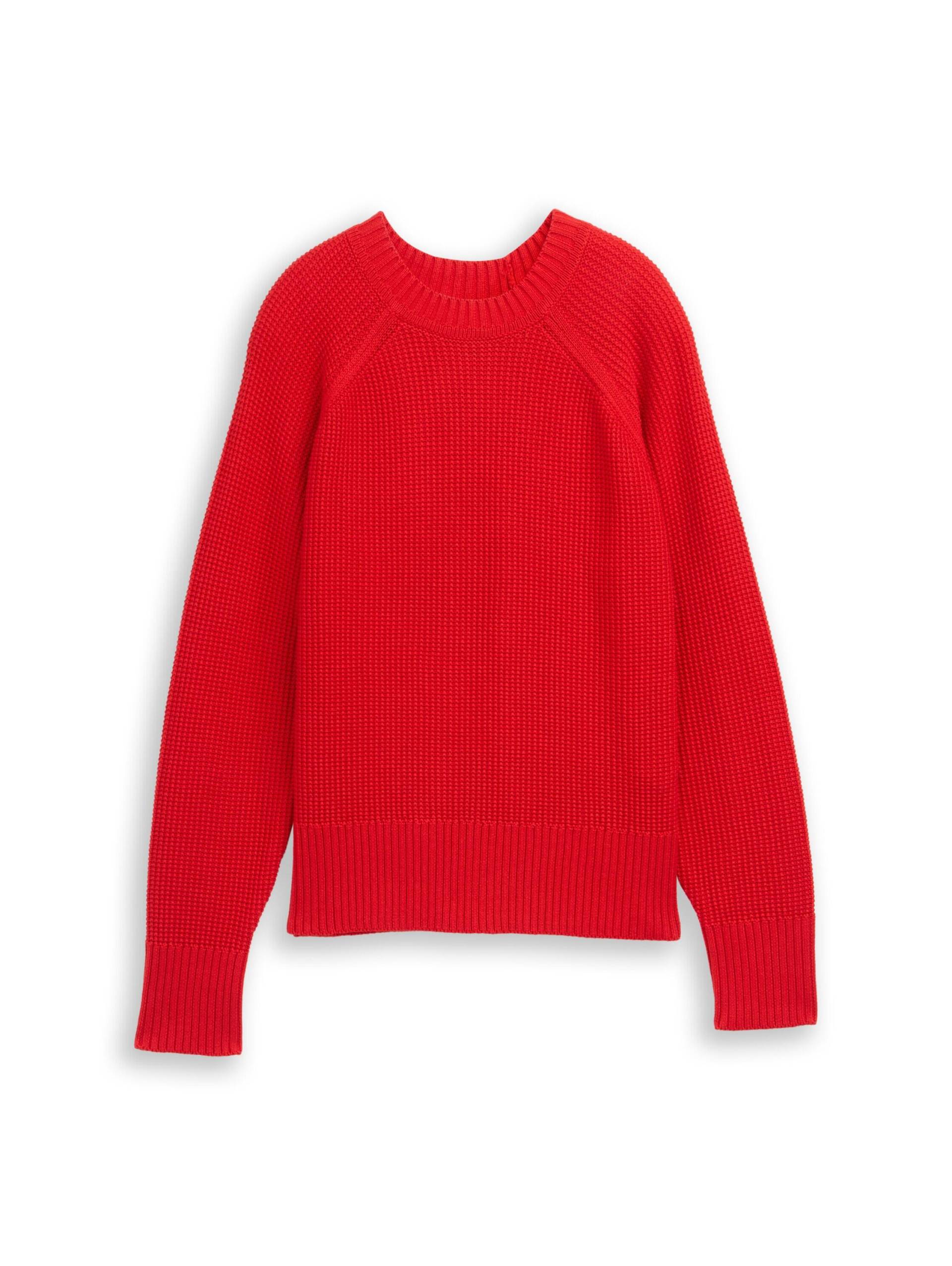 Denim Tom Tailor - Strickpullover mit kleinem Stehkragen brilliant red - Gr. - M von Denim Tom Tailor