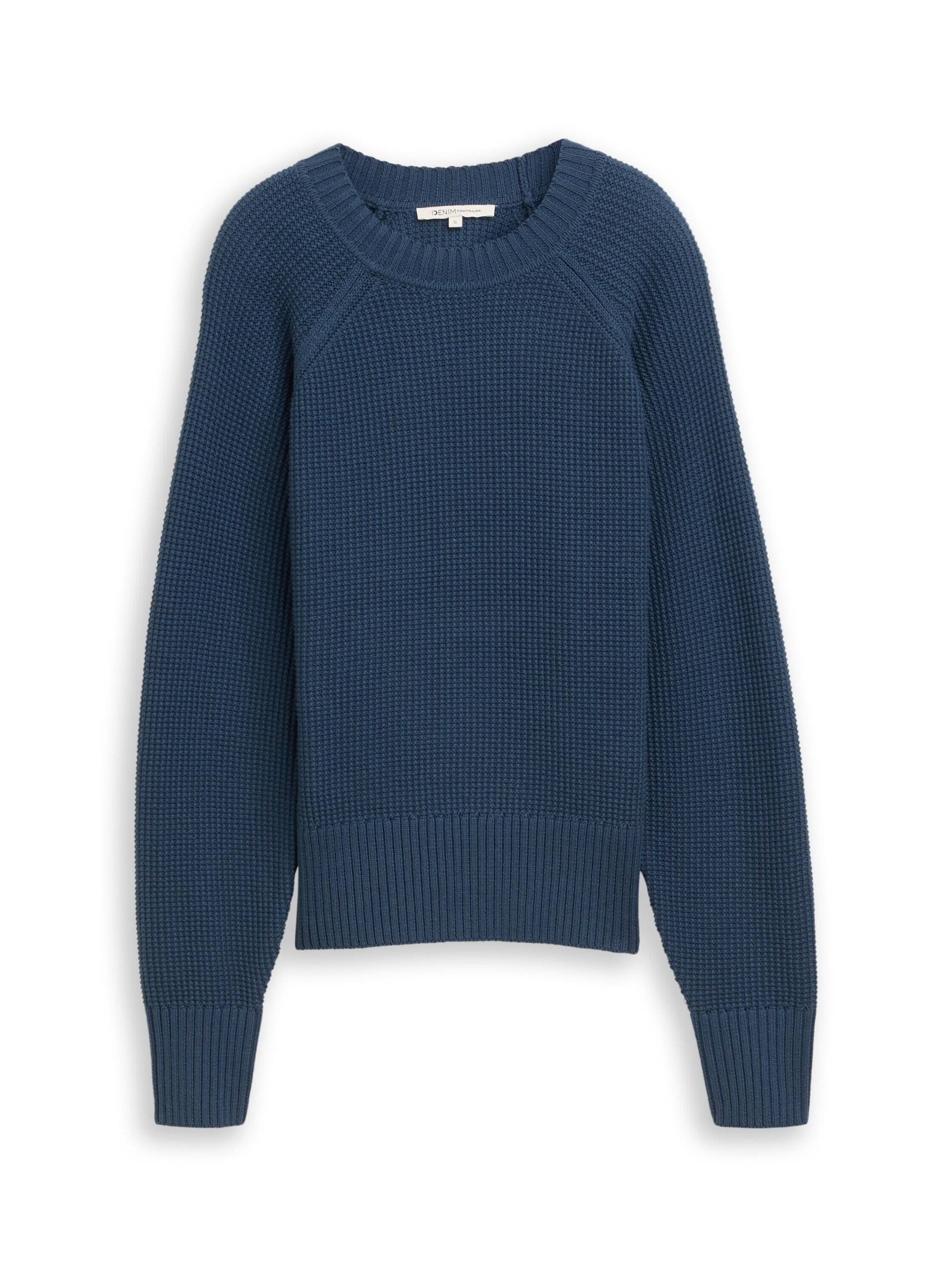 Denim Tom Tailor - Strickpullover mit kleinem Stehkragen dark duck blue - Gr. - XL von Denim Tom Tailor
