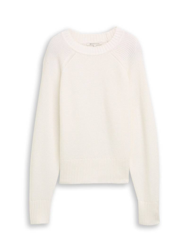 Denim Tom Tailor - Strickpullover mit kleinem Stehkragen off white - Gr. - M von Denim Tom Tailor