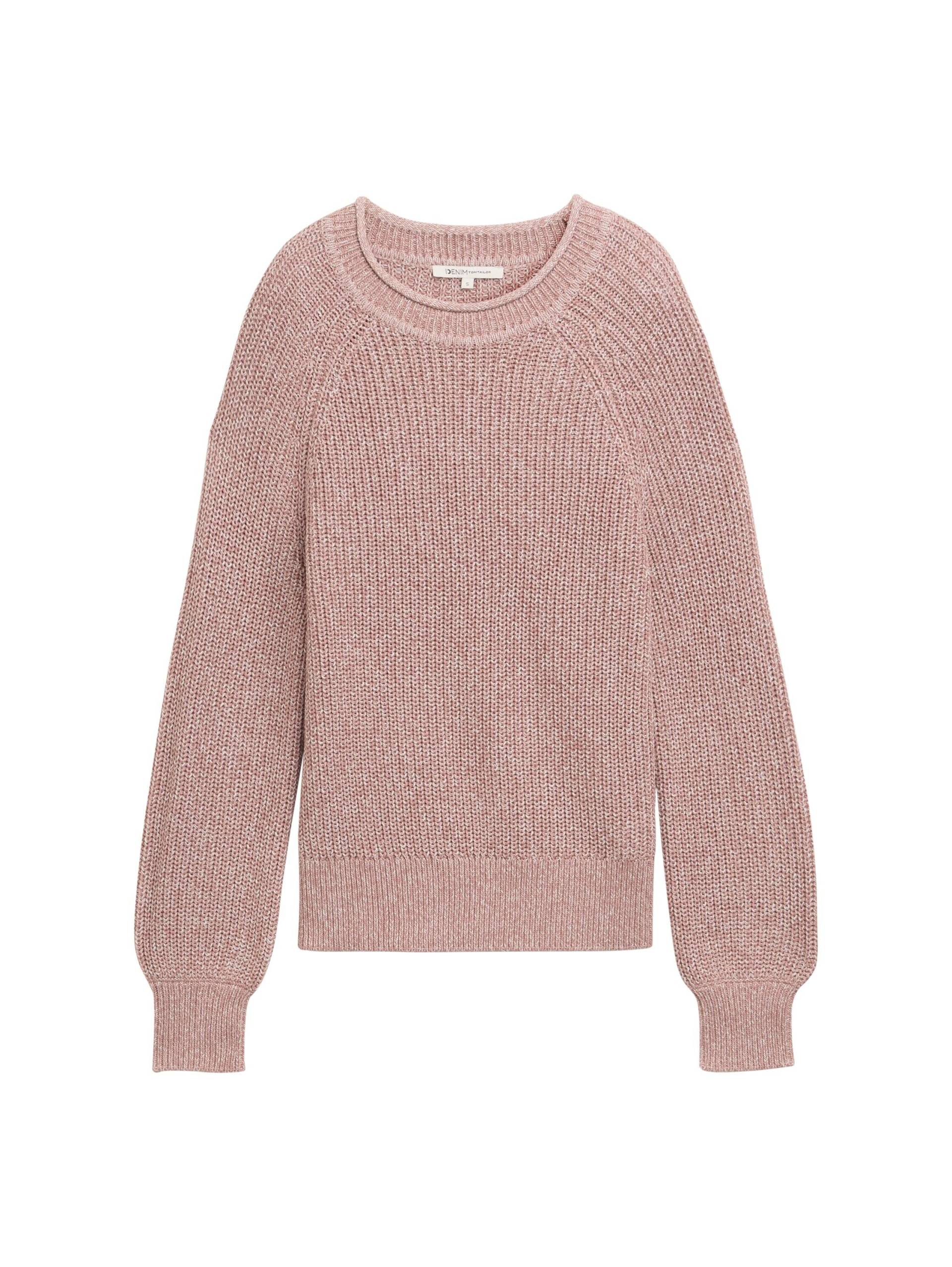 Denim Tom Tailor - Strickpullover mit leichten Ballonärmeln antique rose melange - Gr. - XL von Denim Tom Tailor