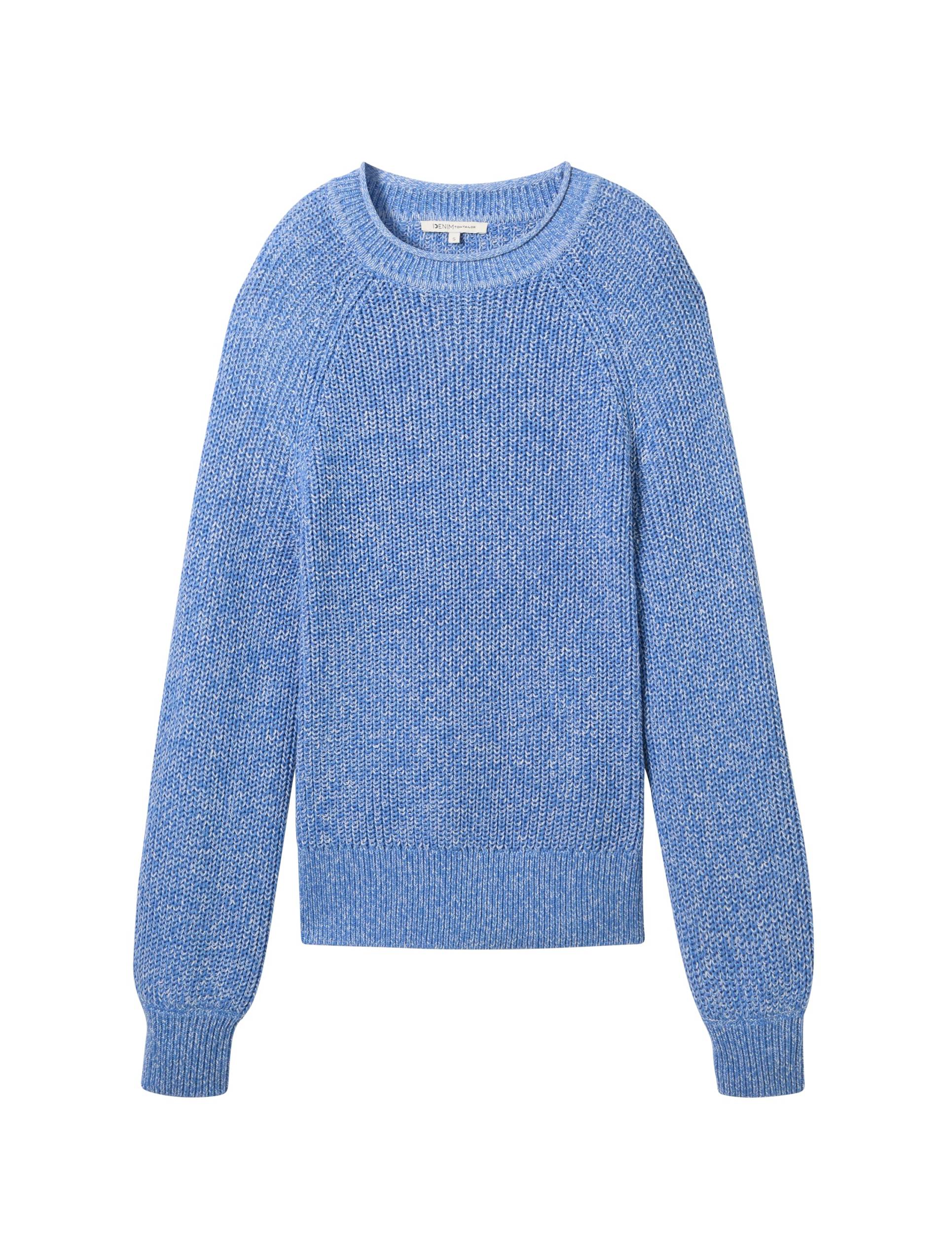 Denim Tom Tailor - Strickpullover mit leichten Ballonärmeln sicilian blue melange - Gr. - XS von Denim Tom Tailor