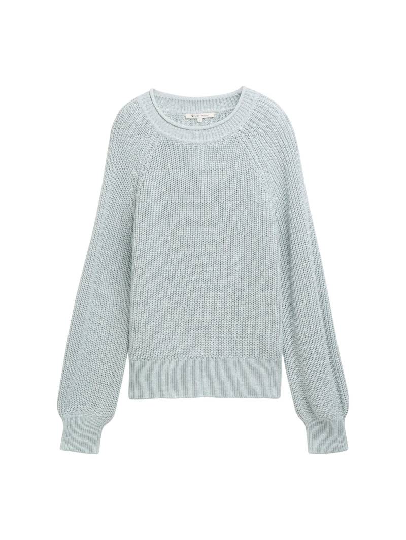 Denim Tom Tailor - Strickpullover mit leichten Ballonärmeln silver cloud blue melange - Gr. - L von Denim Tom Tailor