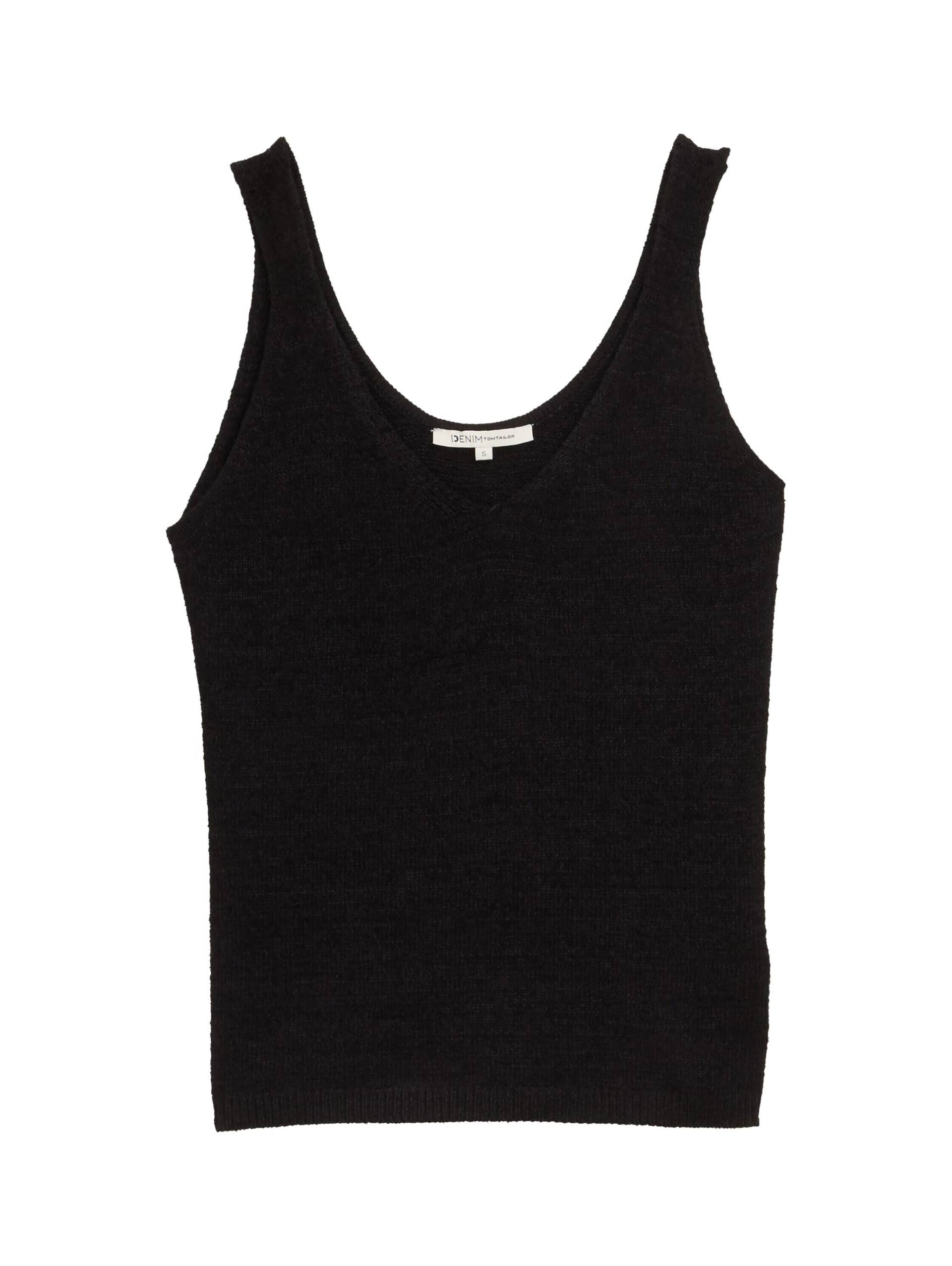 Denim Tom Tailor - Stricktop mit V-Ausschnitt deep black - Gr. - L von Denim Tom Tailor