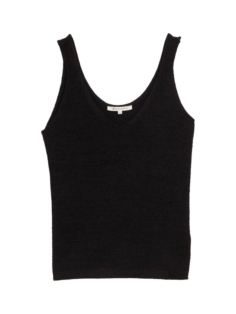 Denim Tom Tailor - Stricktop mit V-Ausschnitt deep black - Gr. - L von Denim Tom Tailor