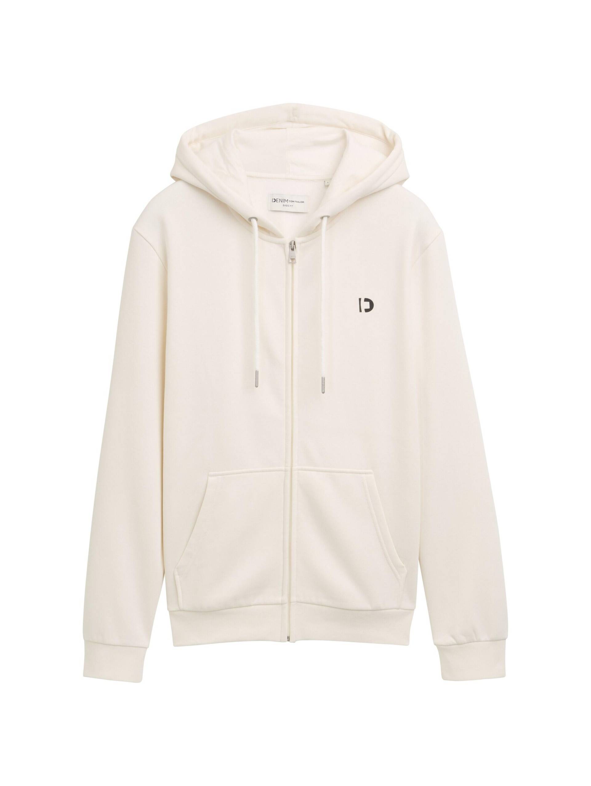 Denim Tom Tailor - Sweatjacke mit Logo Print wool white - Gr. - L von Denim Tom Tailor