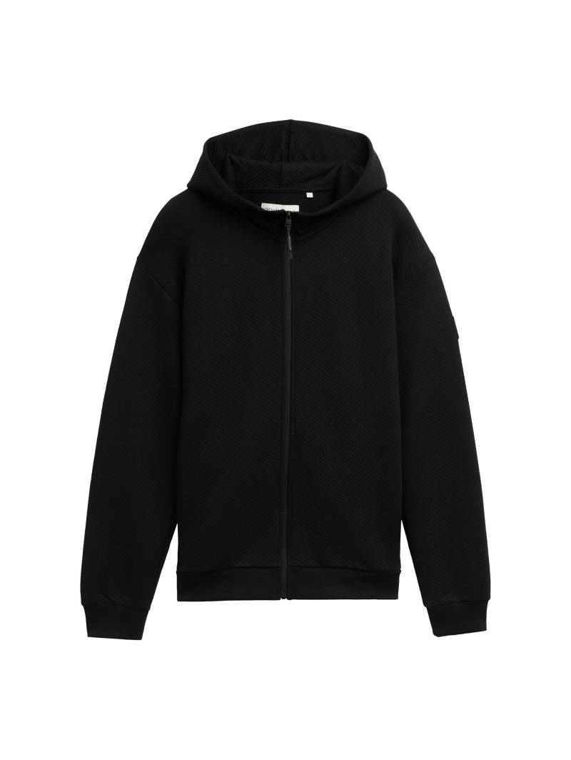 Denim Tom Tailor - Sweatjacke mit Struktur black - Gr. - M von Denim Tom Tailor