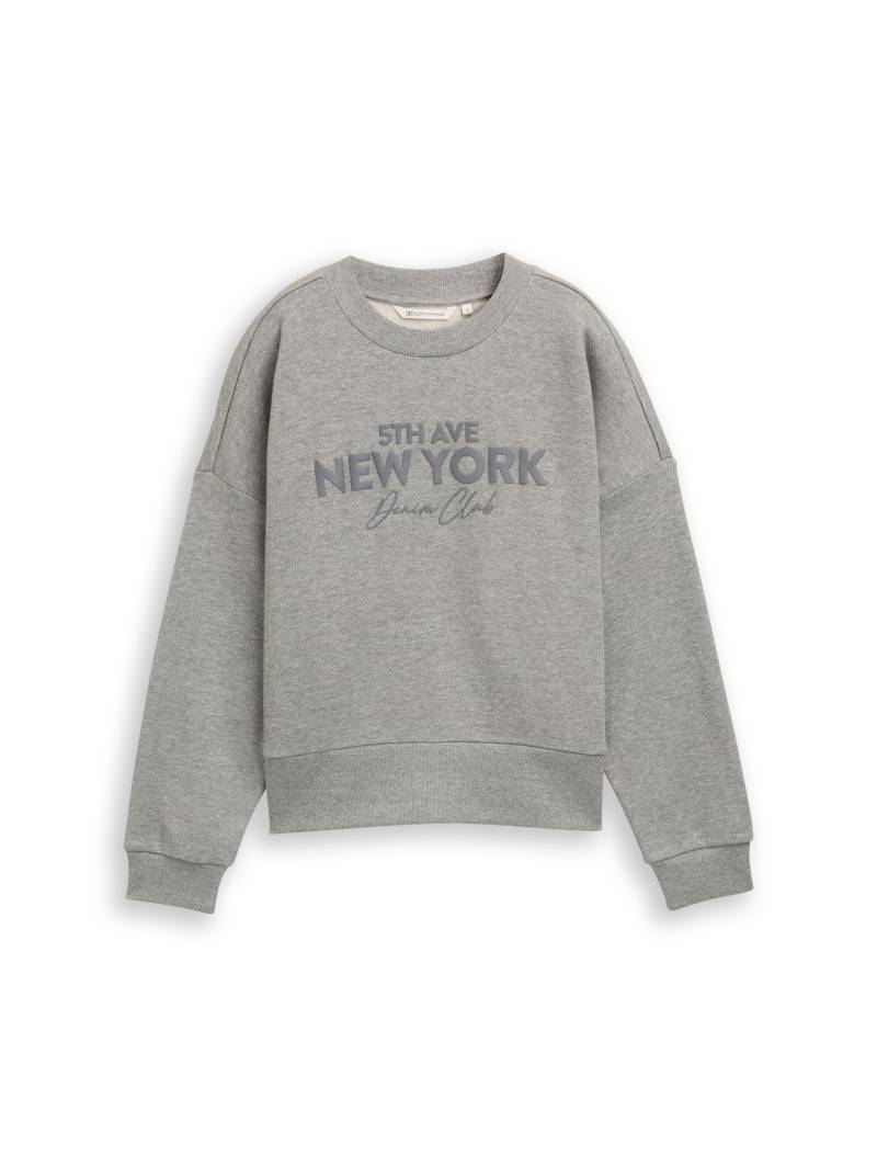 Denim Tom Tailor - Sweatshirt mit Glitzer-Effekt grey melange with glitter - Gr. - L von Denim Tom Tailor