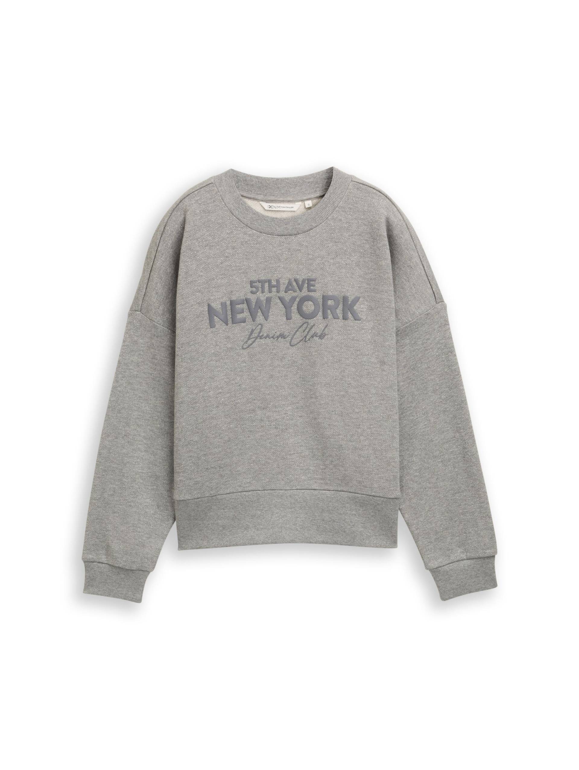 Denim Tom Tailor - Sweatshirt mit Glitzer-Effekt grey melange with glitter - Gr. - M von Denim Tom Tailor