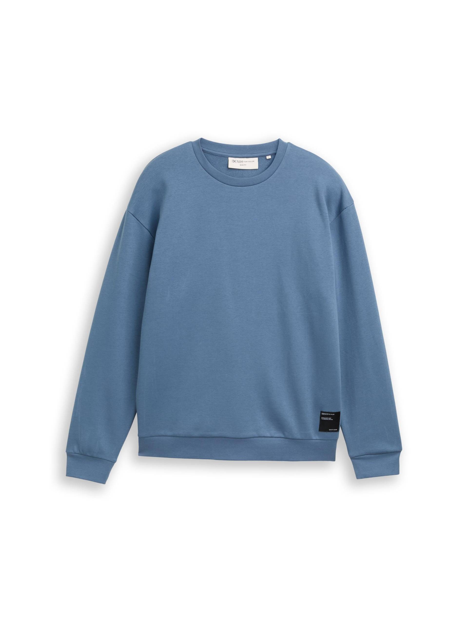 Denim Tom Tailor - Sweatshirt mit Logo-Badge dusty denim blue - Gr. - XXL von Denim Tom Tailor