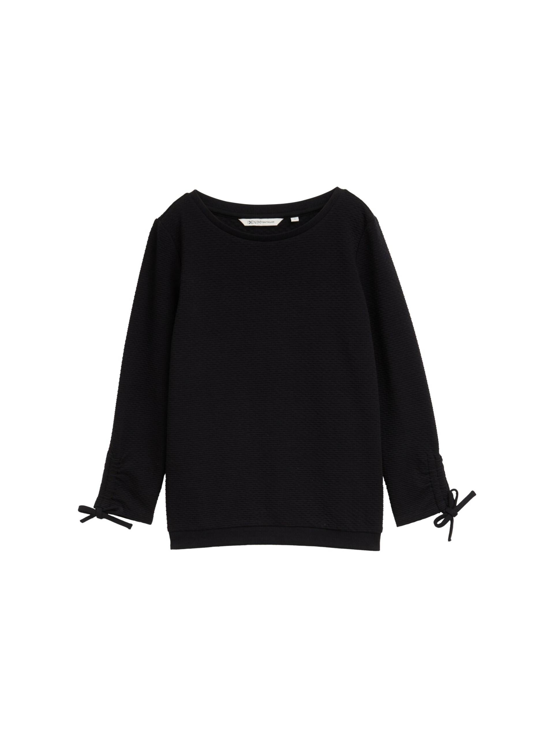 Denim Tom Tailor - Sweatshirt mit Raffärmeln deep black - Gr. - L von Denim Tom Tailor
