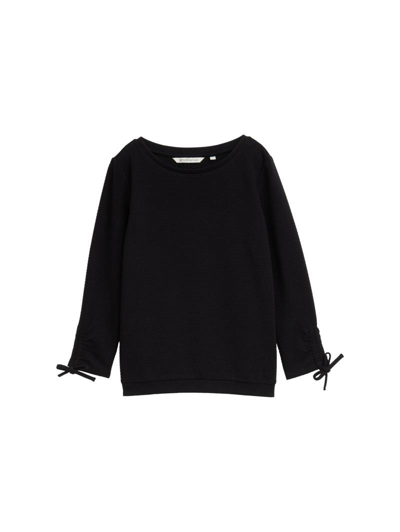 Denim Tom Tailor - Sweatshirt mit Raffärmeln deep black - Gr. - XS von Denim Tom Tailor