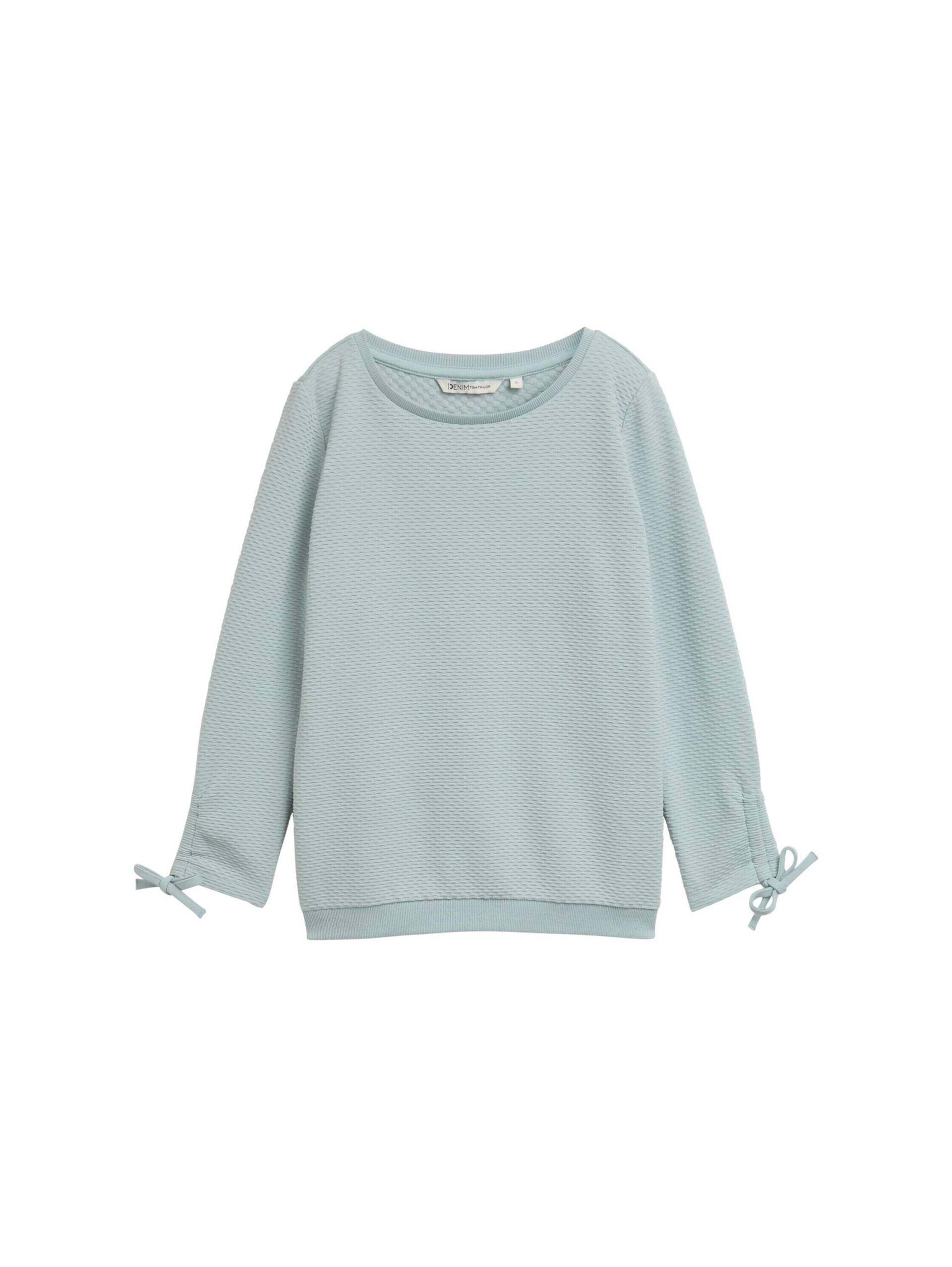 Denim Tom Tailor - Sweatshirt mit Raffärmeln silver cloud blue - Gr. - M von Denim Tom Tailor