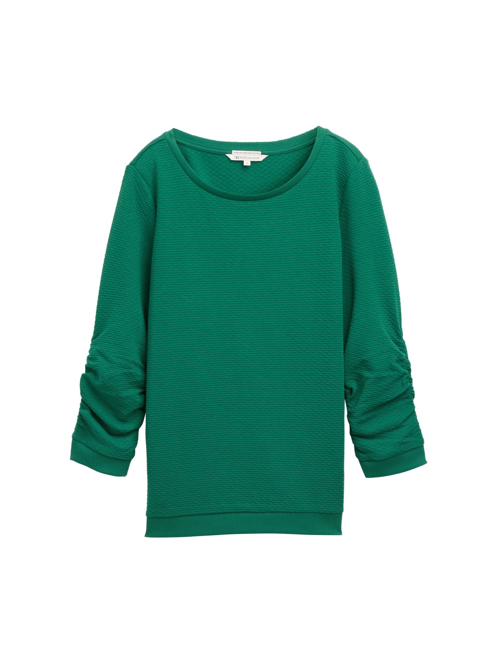 Denim Tom Tailor - Sweatshirt mit Raffungen luscious pine green - Gr. - M von Denim Tom Tailor