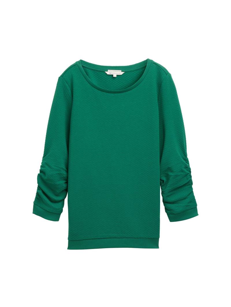 Denim Tom Tailor - Sweatshirt mit Raffungen luscious pine green - Gr. - M von Denim Tom Tailor