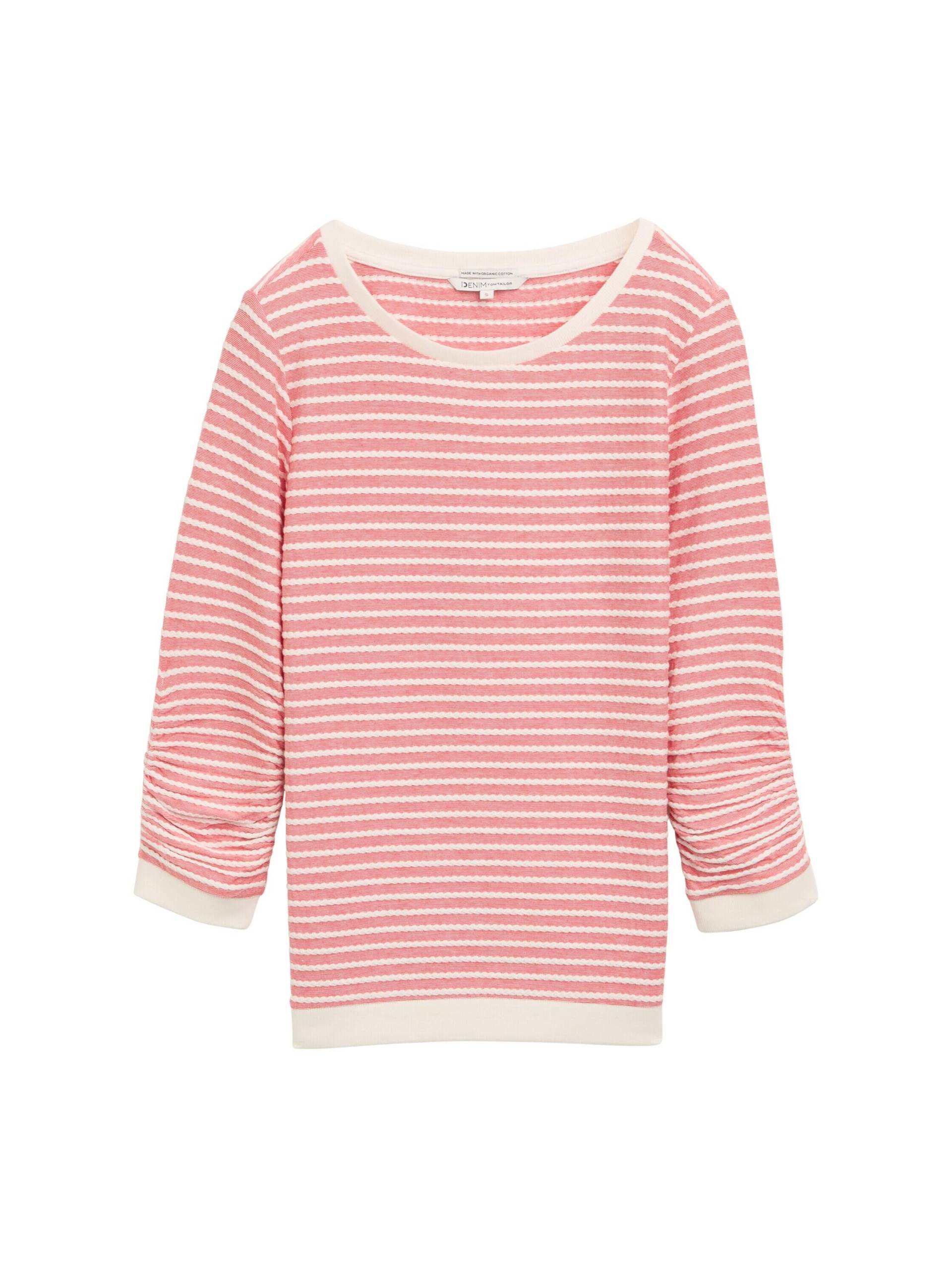 Denim Tom Tailor - Sweatshirt mit Streifenmuster red white structure stripe - Gr. - L von Denim Tom Tailor