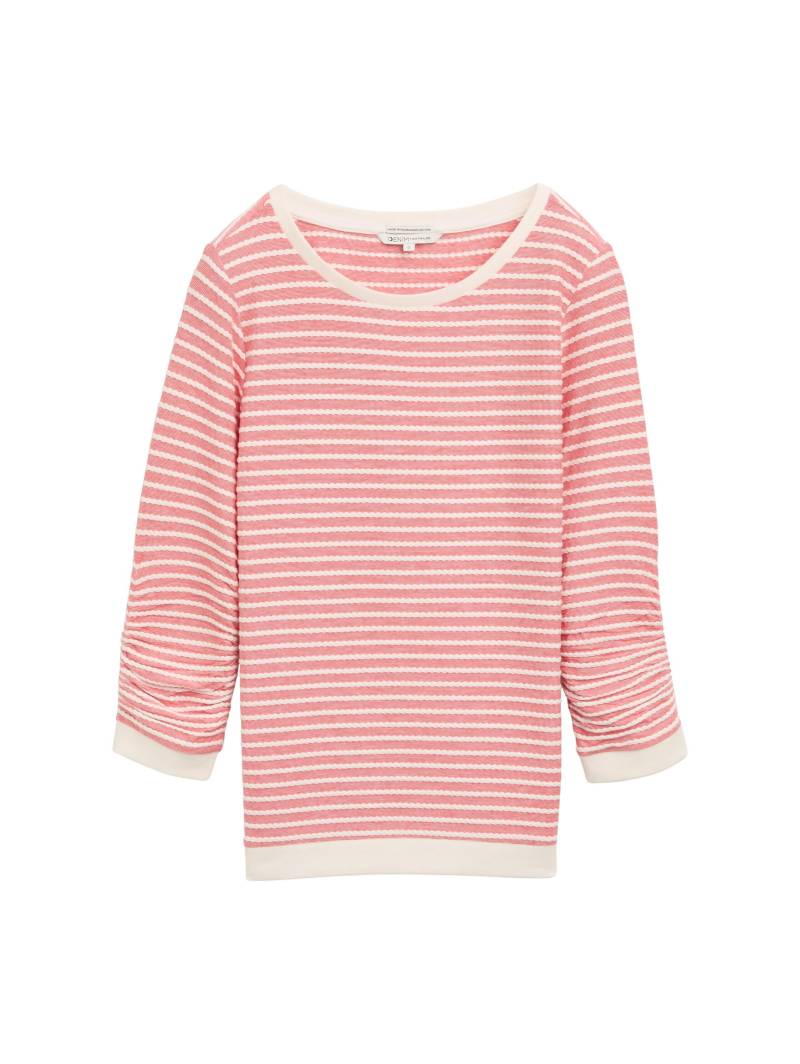 Denim Tom Tailor - Sweatshirt mit Streifenmuster red white structure stripe - Gr. - S von Denim Tom Tailor