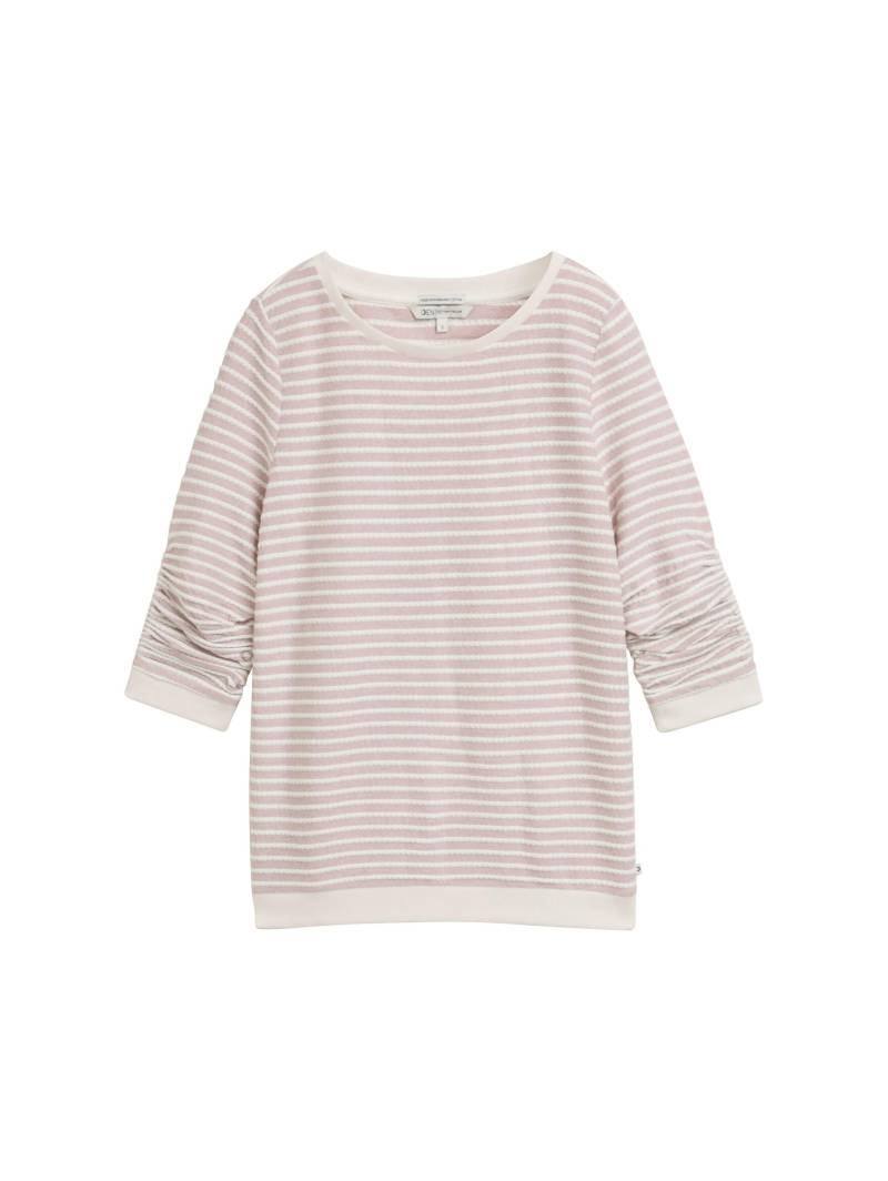 Denim Tom Tailor - Sweatshirt mit Streifenmuster rose white structured stripe - Gr. - L von Denim Tom Tailor