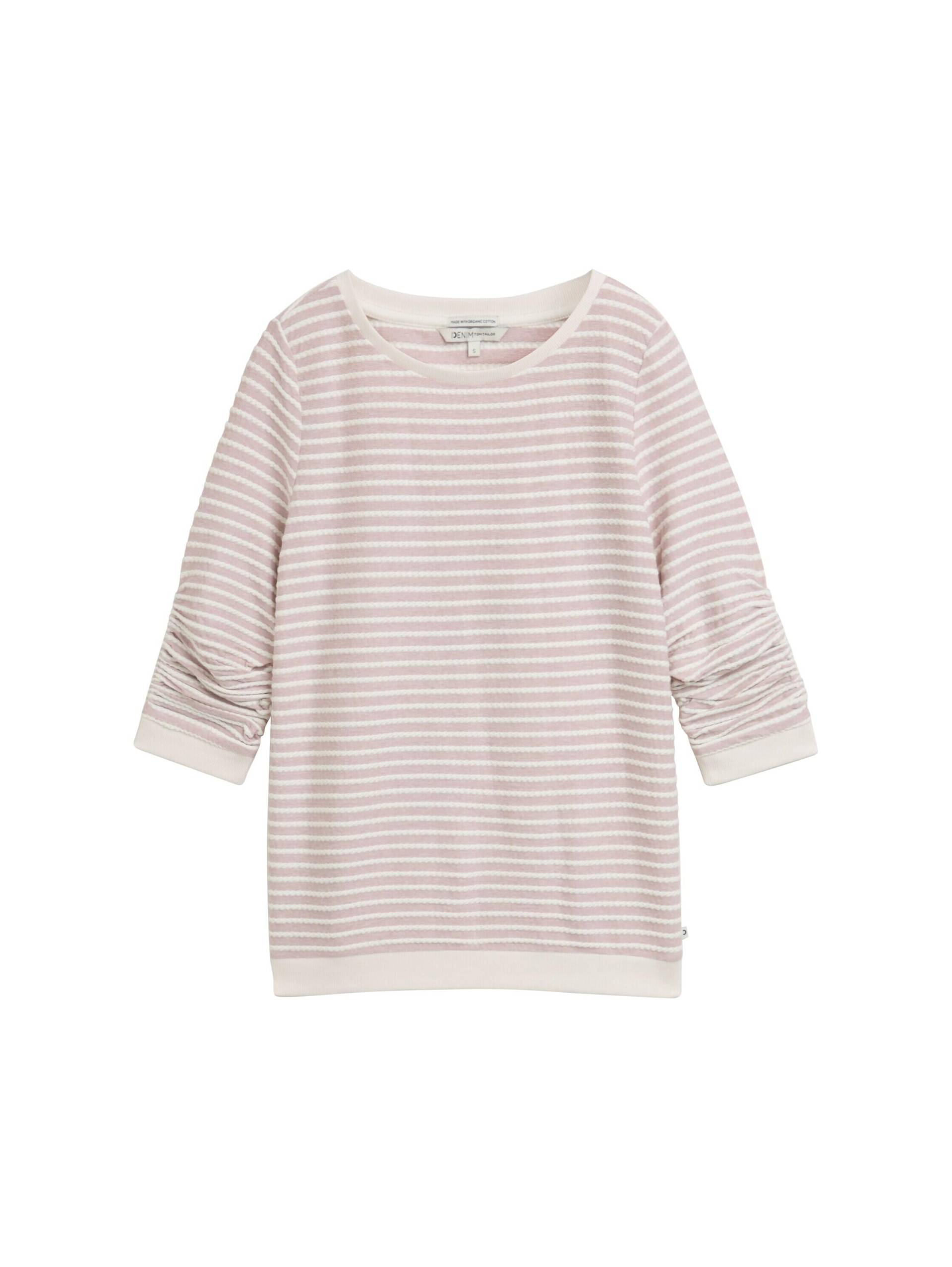 Denim Tom Tailor - Sweatshirt mit Streifenmuster rose white structured stripe - Gr. - XS von Denim Tom Tailor
