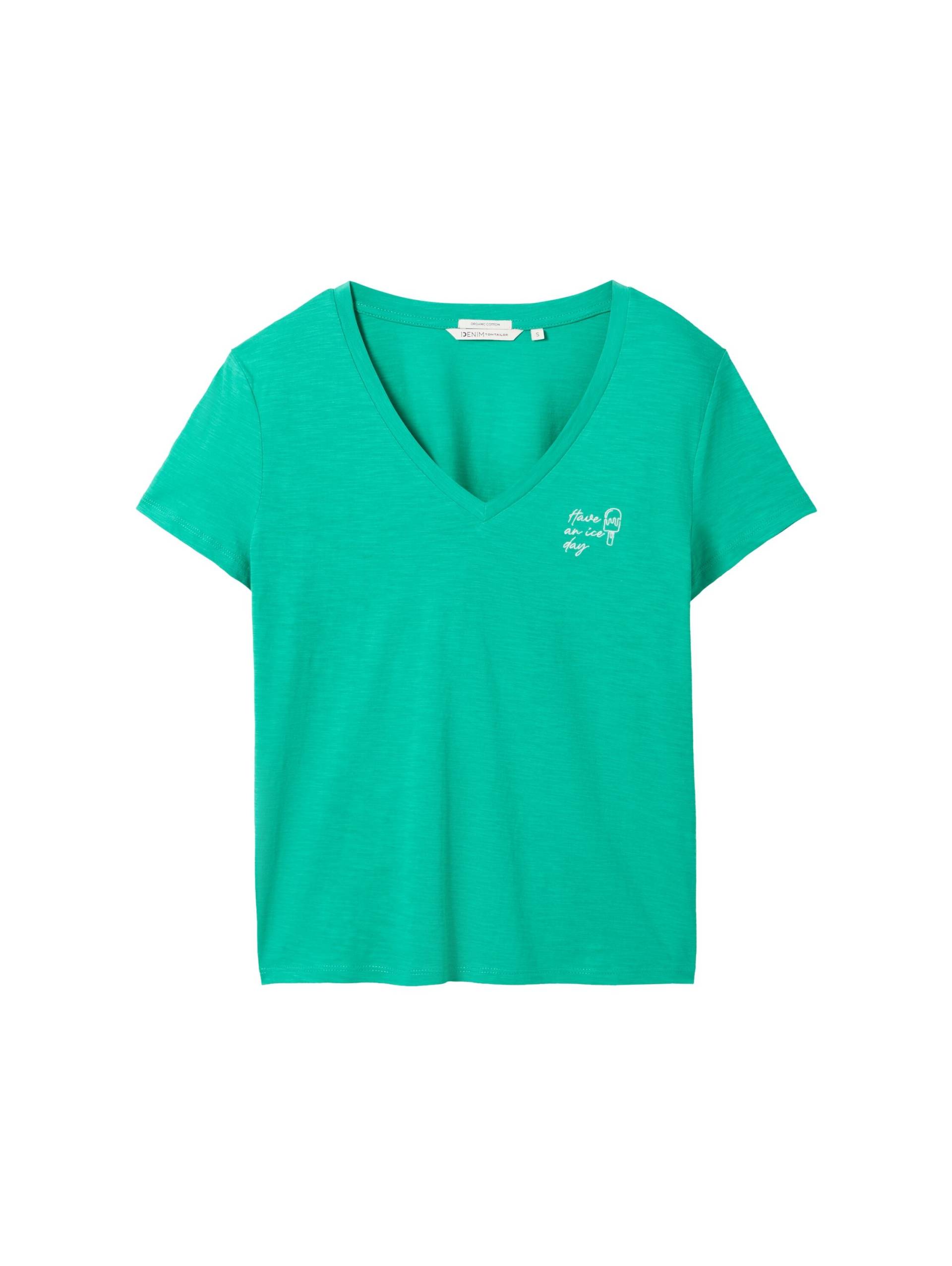 Denim Tom Tailor - T-Shirt aus Bio-Baumwolle bright green - Gr. - S von Denim Tom Tailor