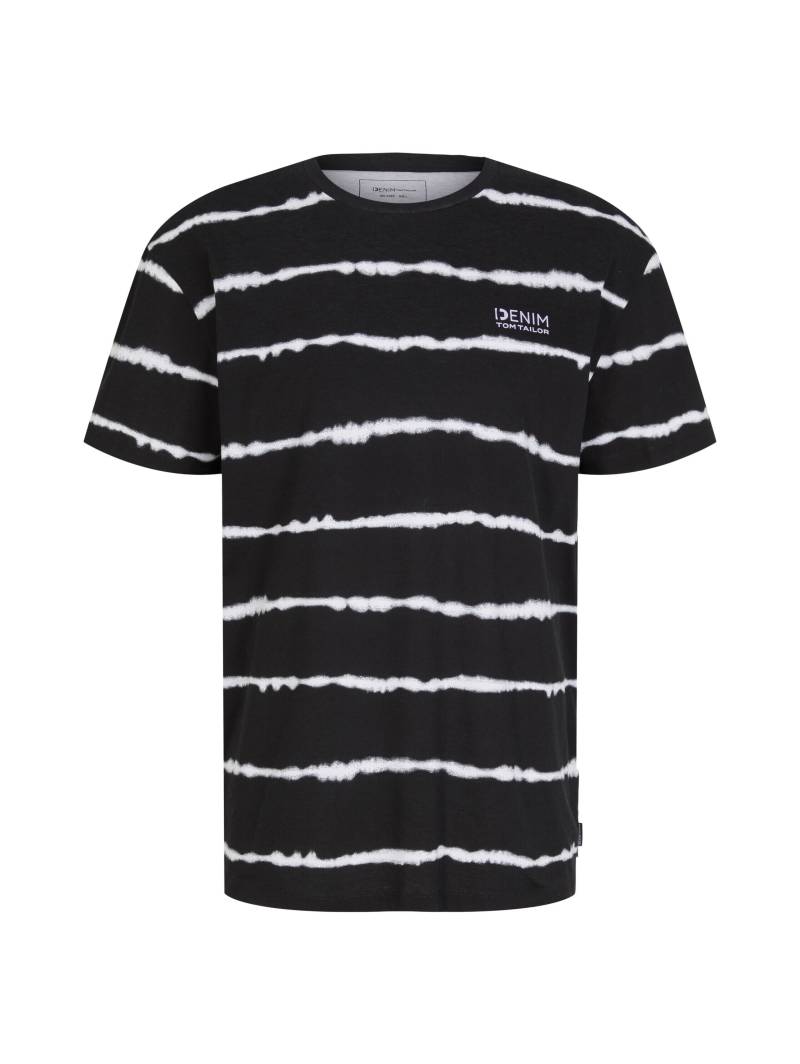 Denim Tom Tailor - T-Shirt im Batik-Look black batik stripe - Gr. - S von Denim Tom Tailor