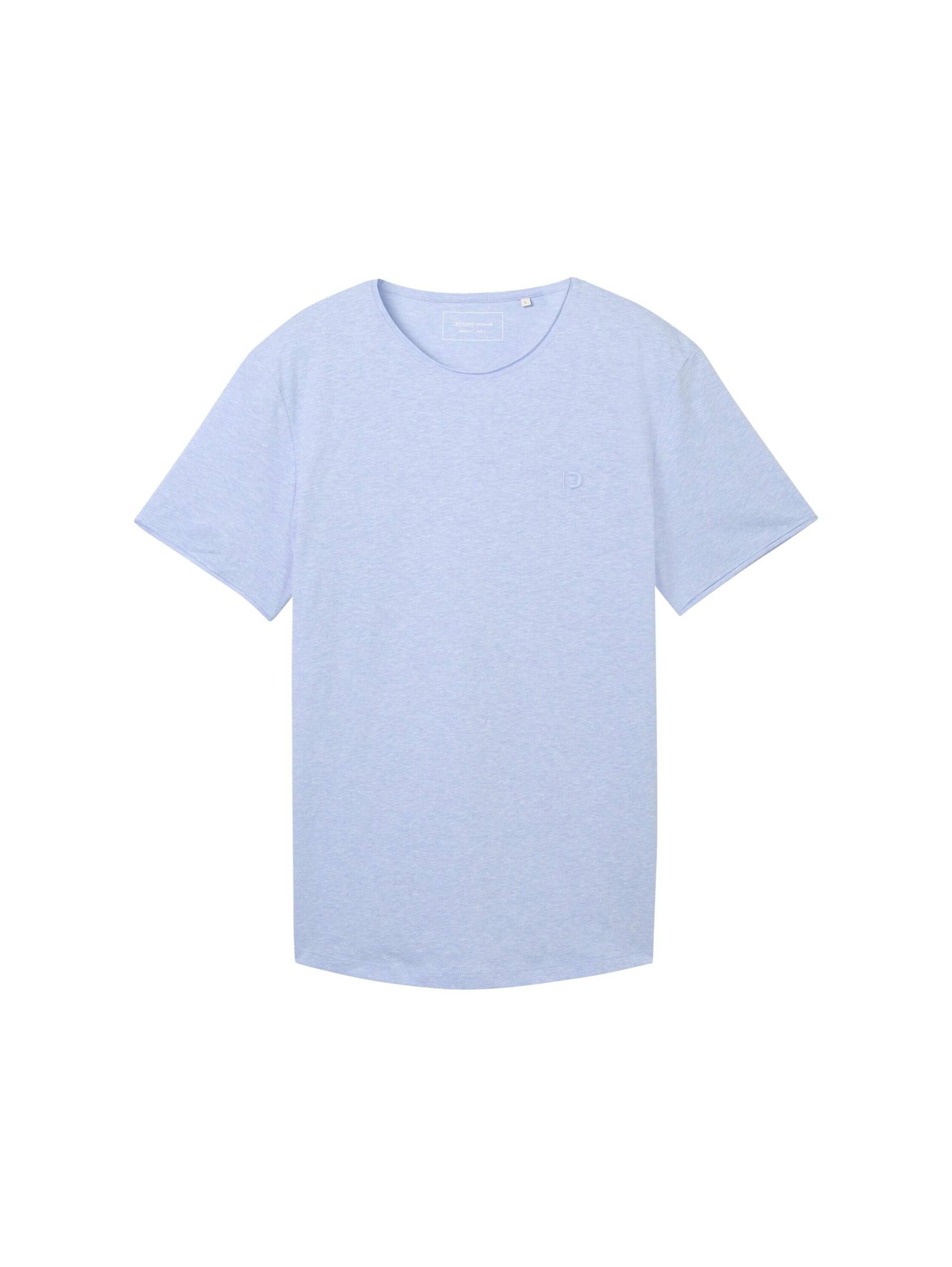 Denim Tom Tailor - T-Shirt in Melange Optik brunnera blue - Gr. - L von Denim Tom Tailor