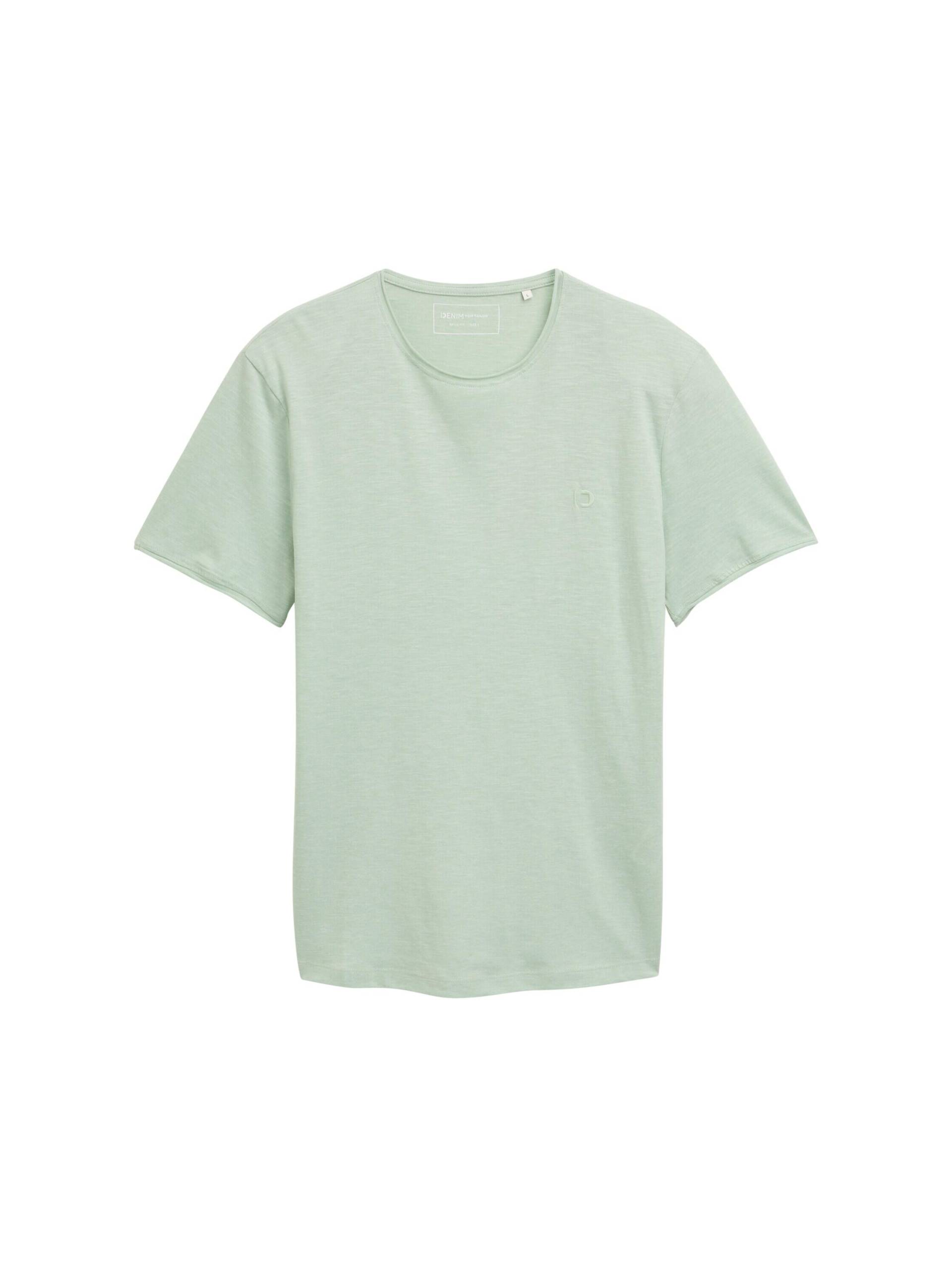 Denim Tom Tailor - T-Shirt in Melange Optik fresh mint green - Gr. - L von Denim Tom Tailor