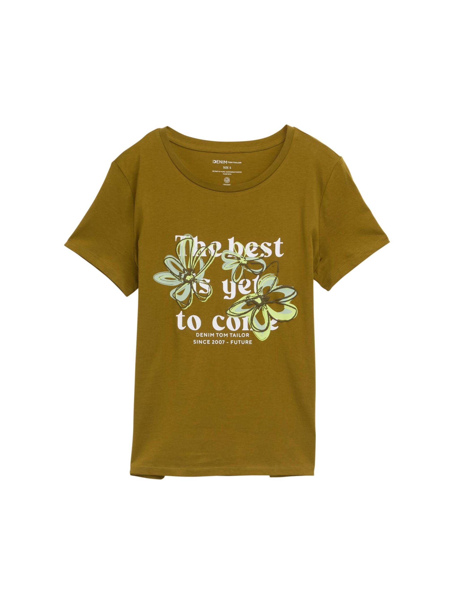 Denim Tom Tailor - T-Shirt mit Blumen-Print warm moss green - Gr. - XL von Denim Tom Tailor