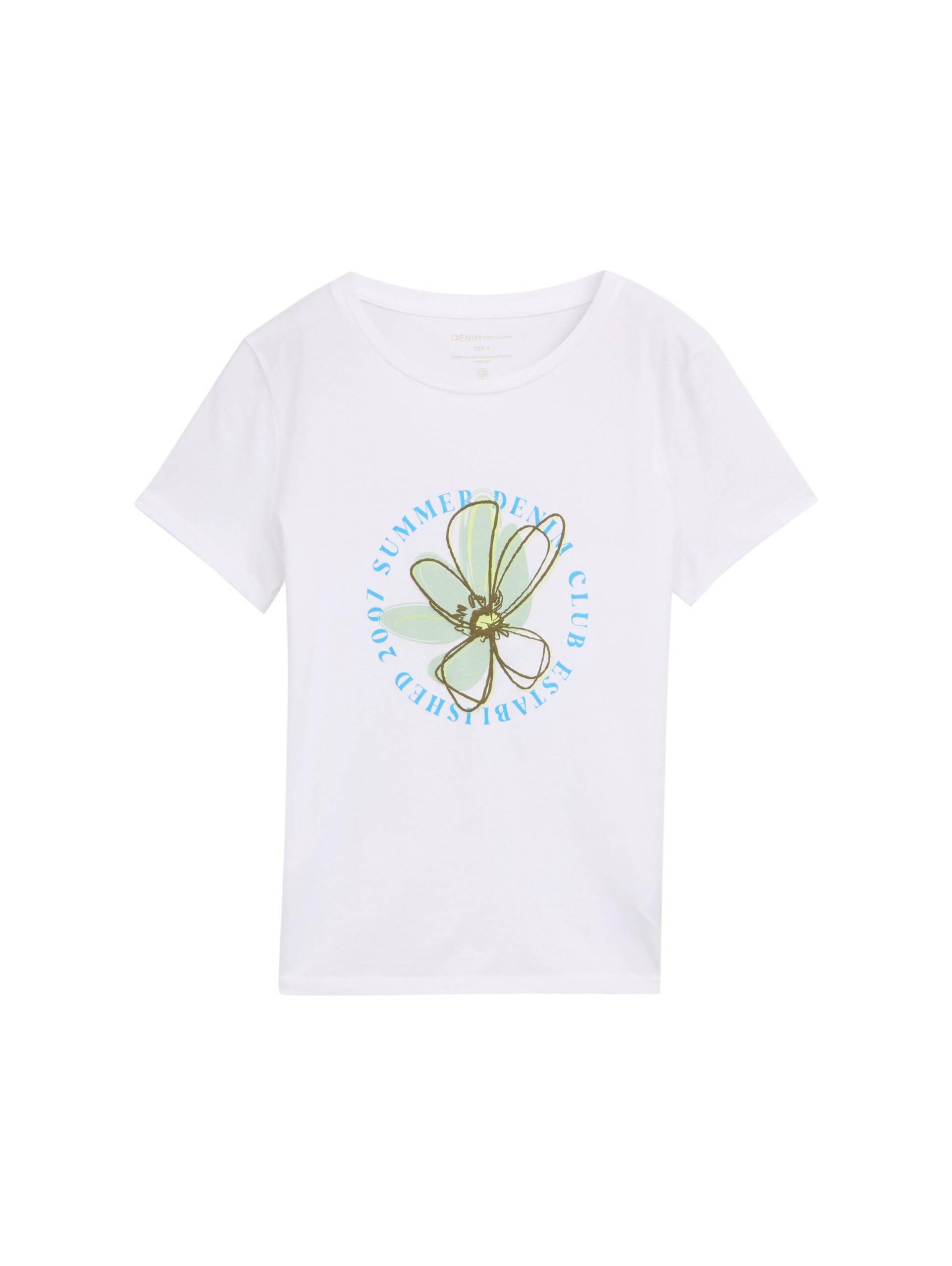 Denim Tom Tailor - T-Shirt mit Blumen-Print white - Gr. - M von Denim Tom Tailor
