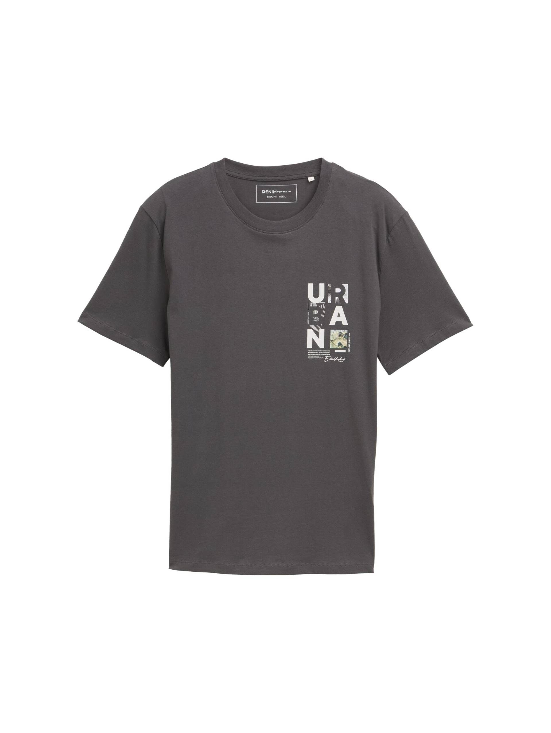 Denim Tom Tailor - T-Shirt mit Foto-Print ash grey - Gr. - L von Denim Tom Tailor