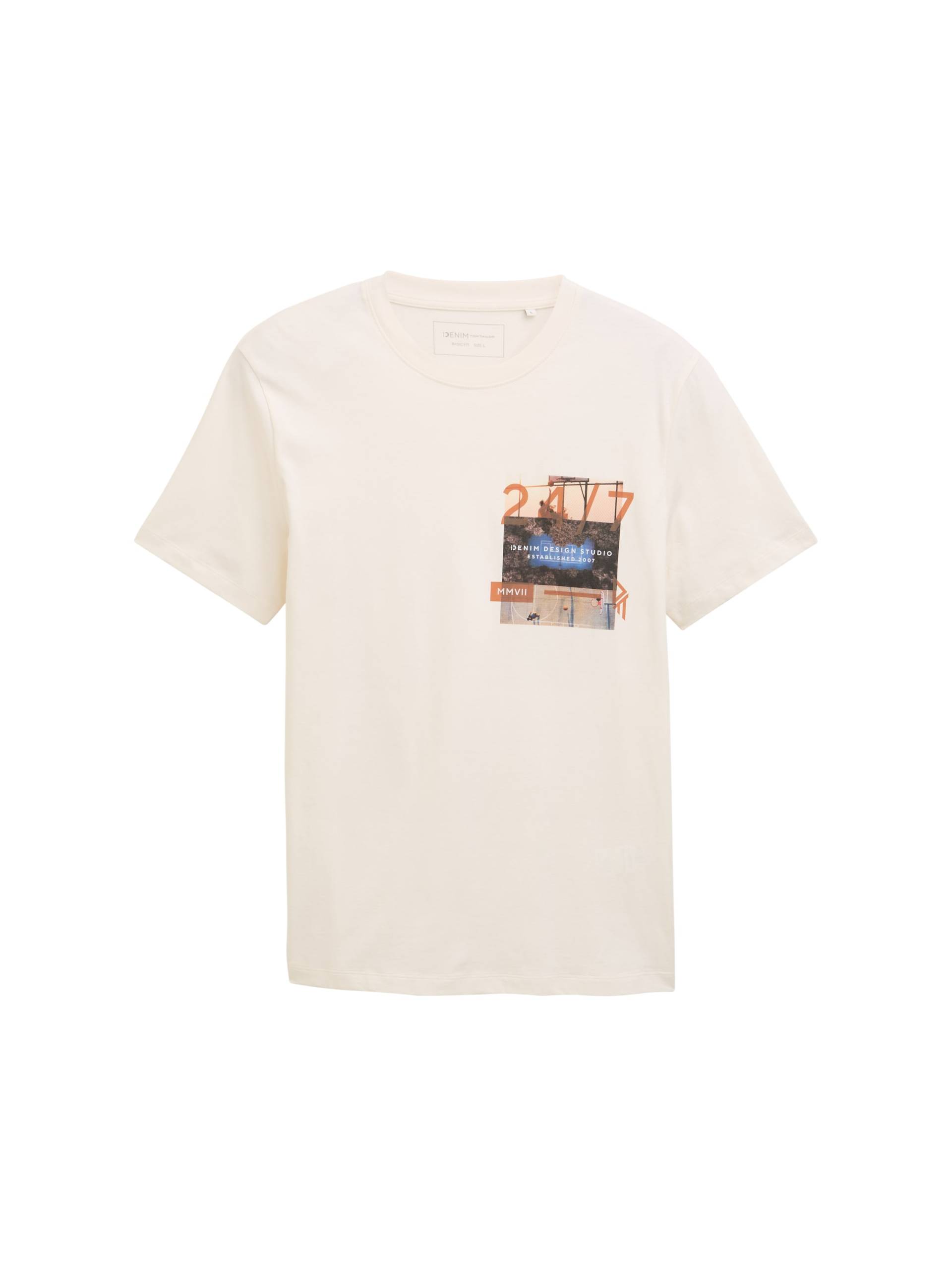 Denim Tom Tailor - T-Shirt mit Foto-Print gardenia white - Gr. - XXL von Denim Tom Tailor