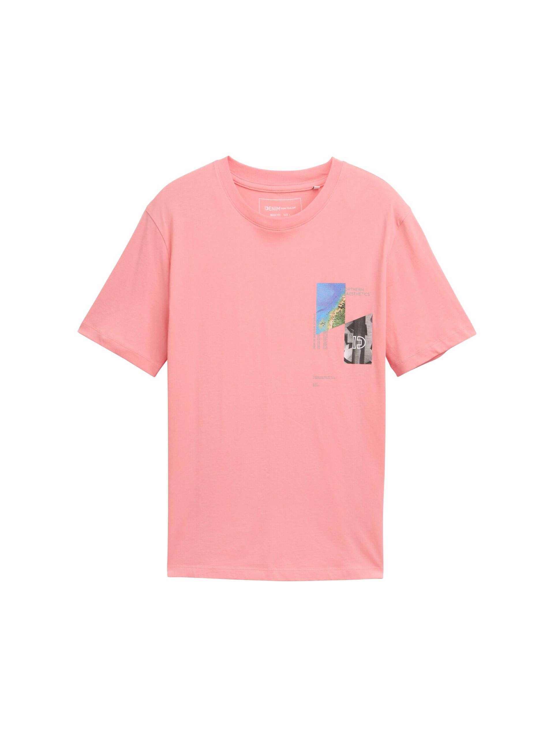 Denim Tom Tailor - T-Shirt mit Foto-Print peach pink - Gr. - L von Denim Tom Tailor