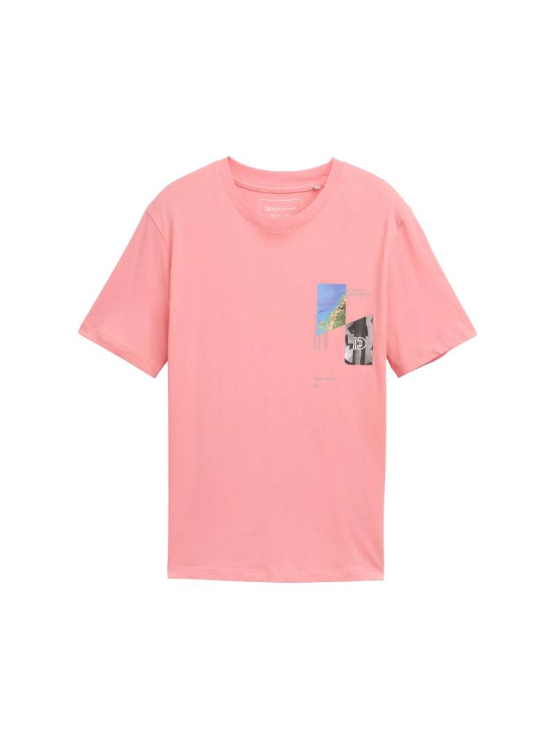Denim Tom Tailor - T-Shirt mit Foto-Print peach pink - Gr. - L von Denim Tom Tailor