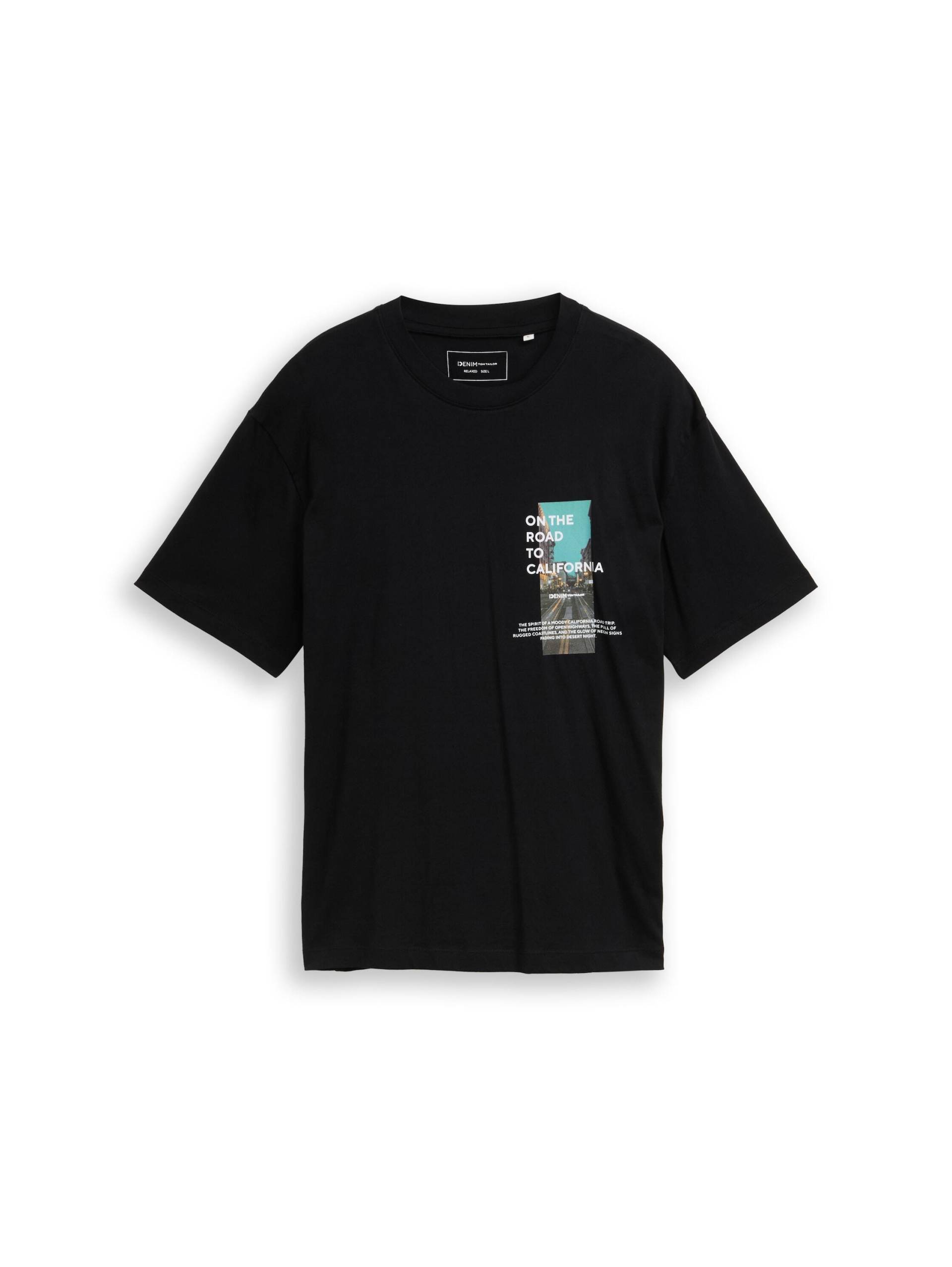 Denim Tom Tailor - T-Shirt mit Fotoprint black - Gr. - M von Denim Tom Tailor