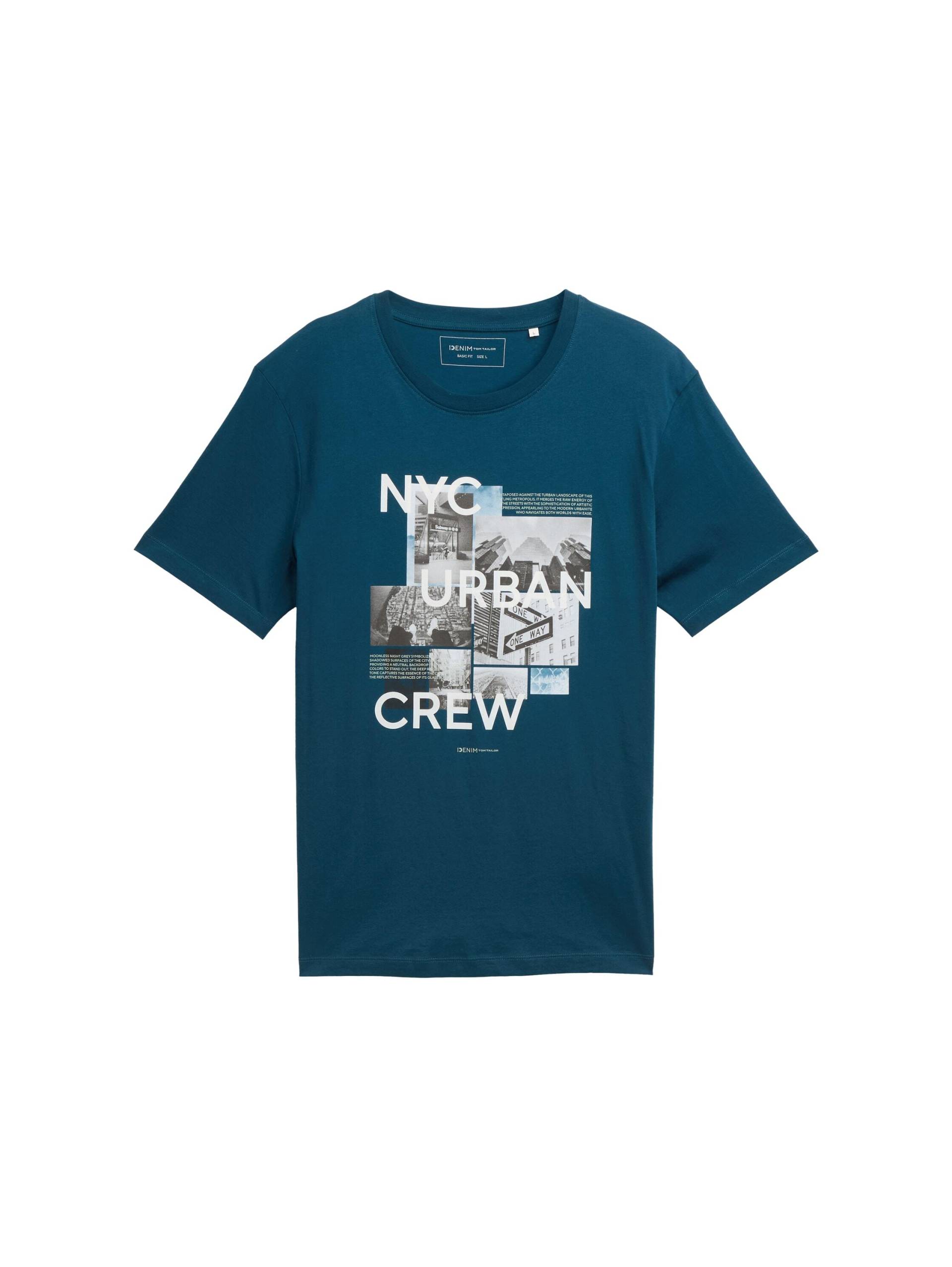 Denim Tom Tailor - T-Shirt mit Fotoprint deep pond green - Gr. - S von Denim Tom Tailor