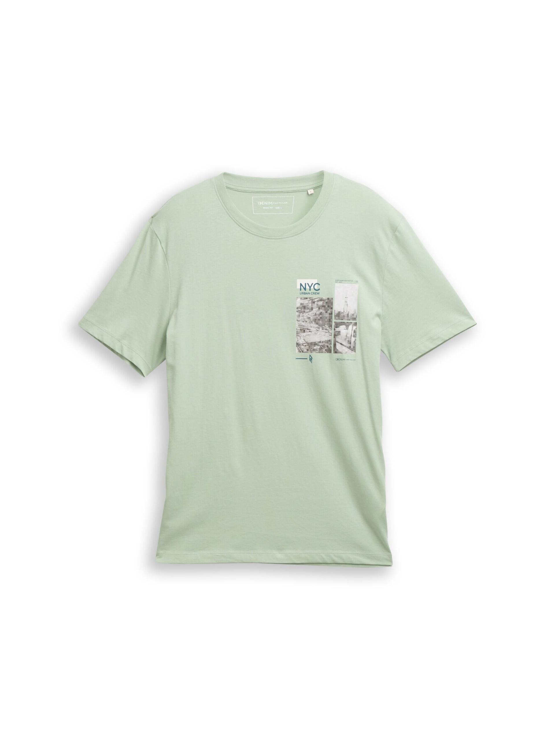 Denim Tom Tailor - T-Shirt mit Fotoprint fresh mint green - Gr. - L von Denim Tom Tailor