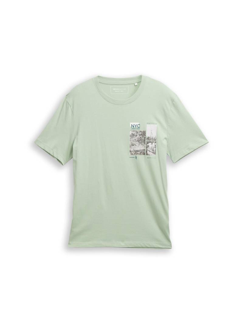 Denim Tom Tailor - T-Shirt mit Fotoprint fresh mint green - Gr. - L von Denim Tom Tailor