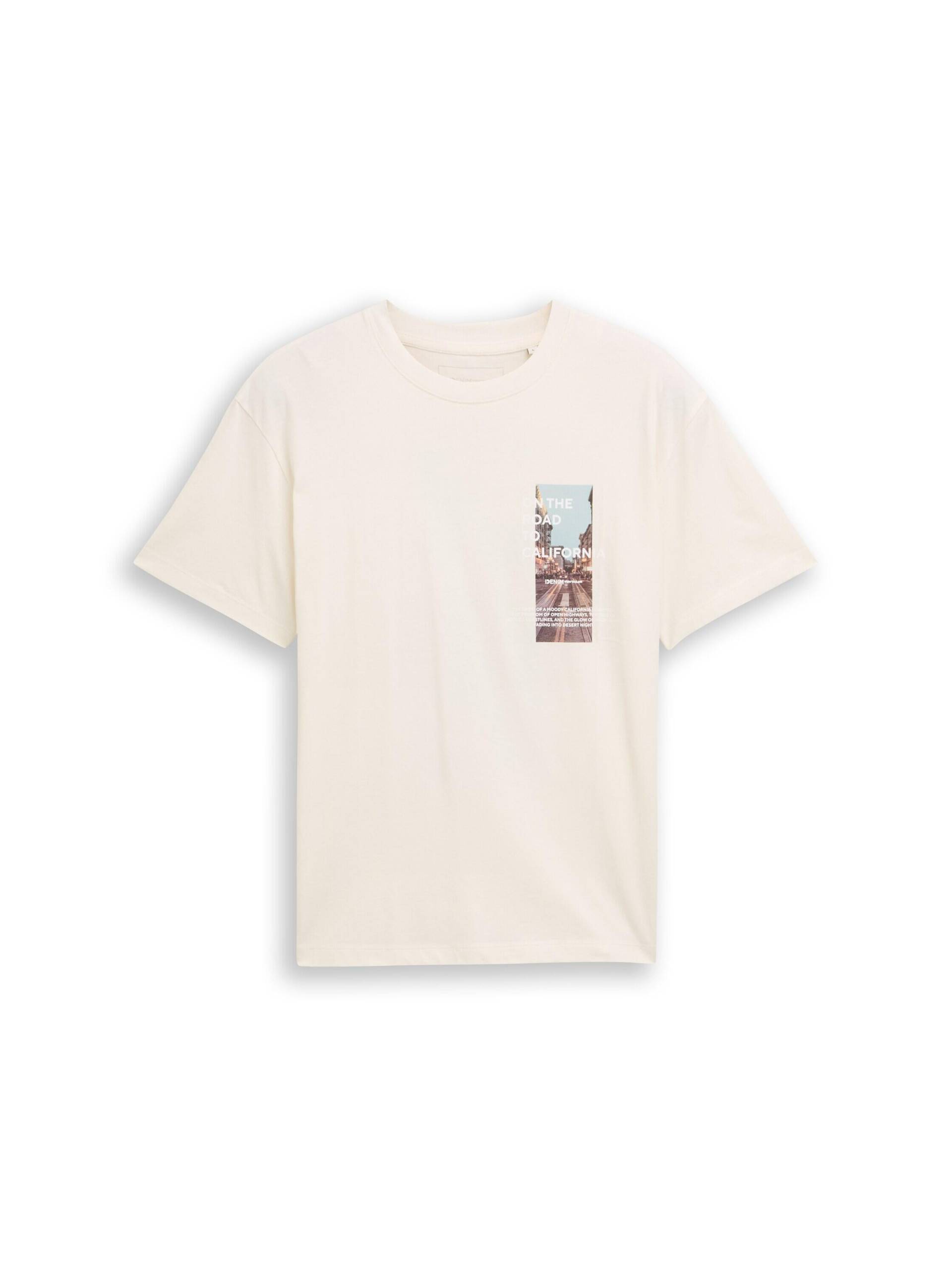 Denim Tom Tailor - T-Shirt mit Fotoprint wool white - Gr. - M von Denim Tom Tailor