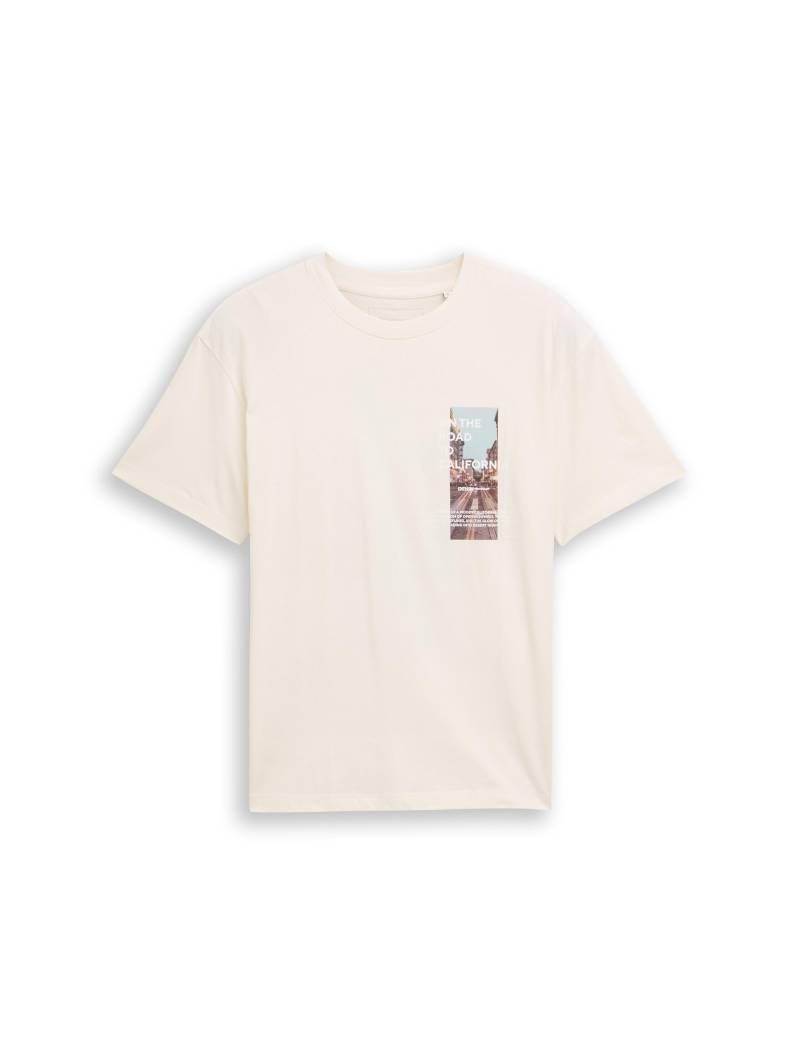 Denim Tom Tailor - T-Shirt mit Fotoprint wool white - Gr. - XL von Denim Tom Tailor