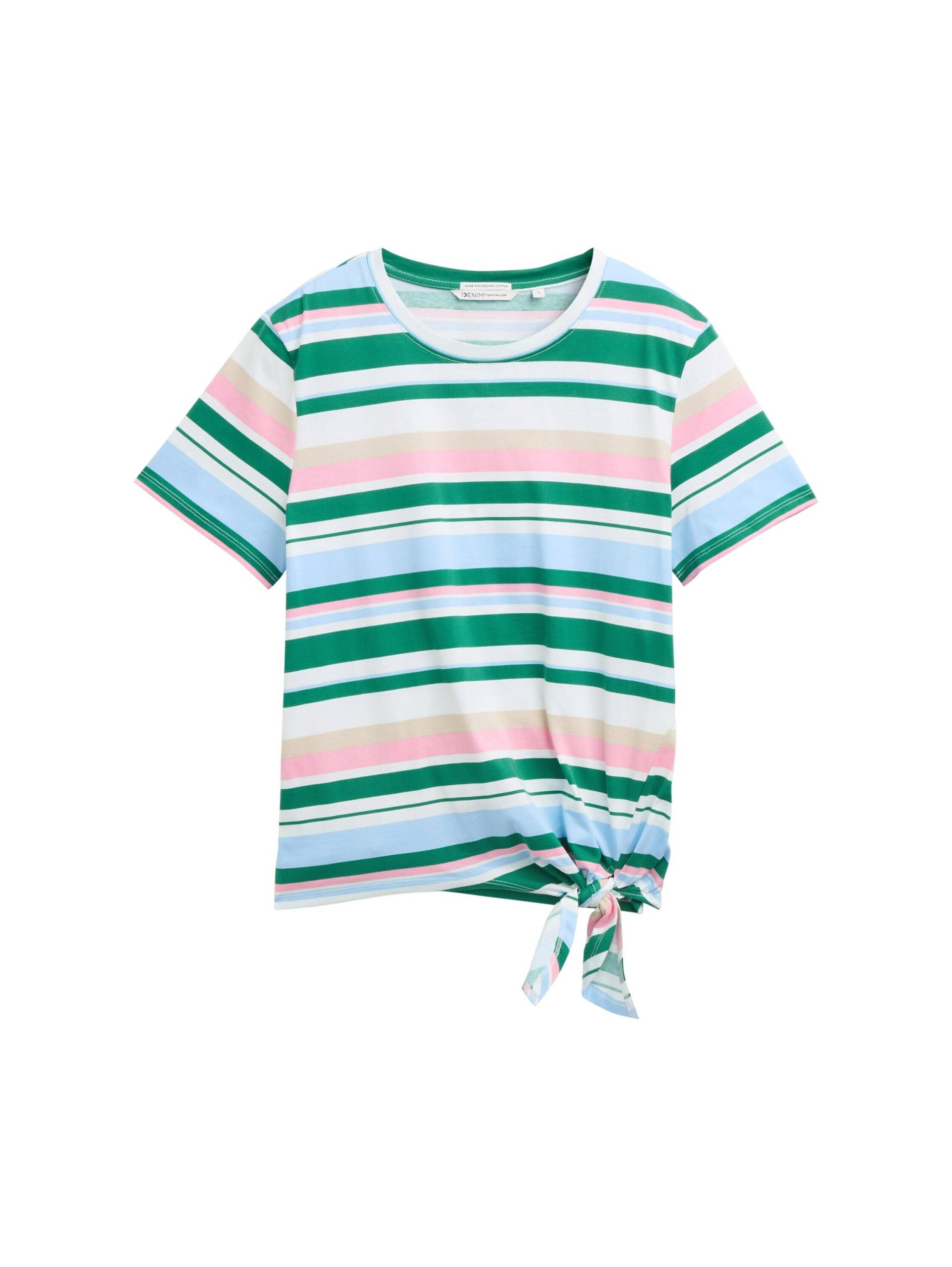 Denim Tom Tailor - T-Shirt mit Knoten-Detail multicolor stripe - Gr. - S von Denim Tom Tailor