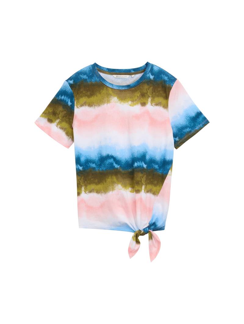 Denim Tom Tailor - T-Shirt mit Knoten-Detail watercolor print - Gr. - S von Denim Tom Tailor