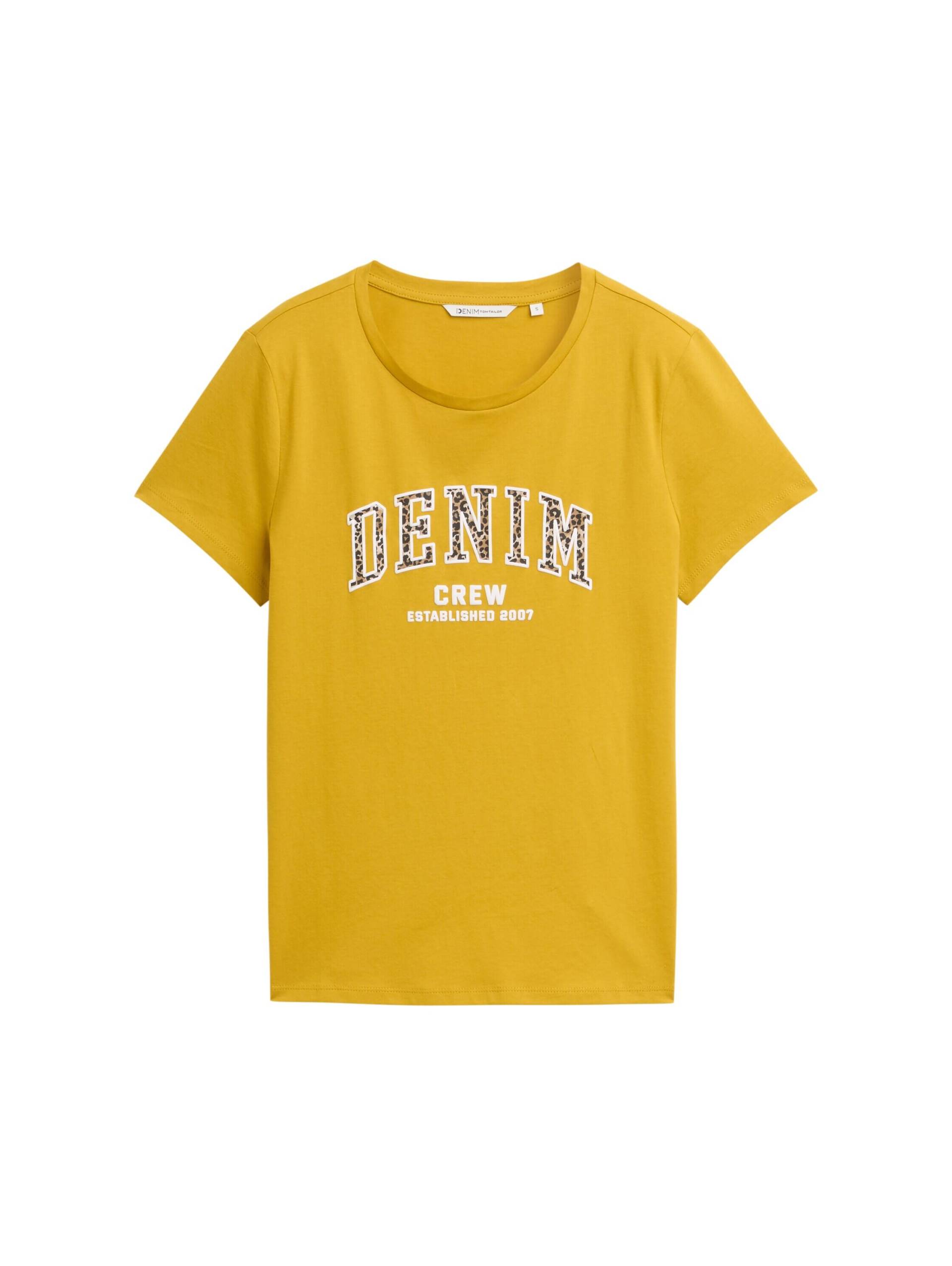 Denim Tom Tailor - T-Shirt mit Leo-Print mustard yellow - Gr. - XS von Denim Tom Tailor