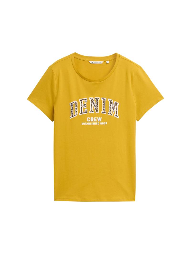 Denim Tom Tailor - T-Shirt mit Leo-Print mustard yellow - Gr. - XS von Denim Tom Tailor
